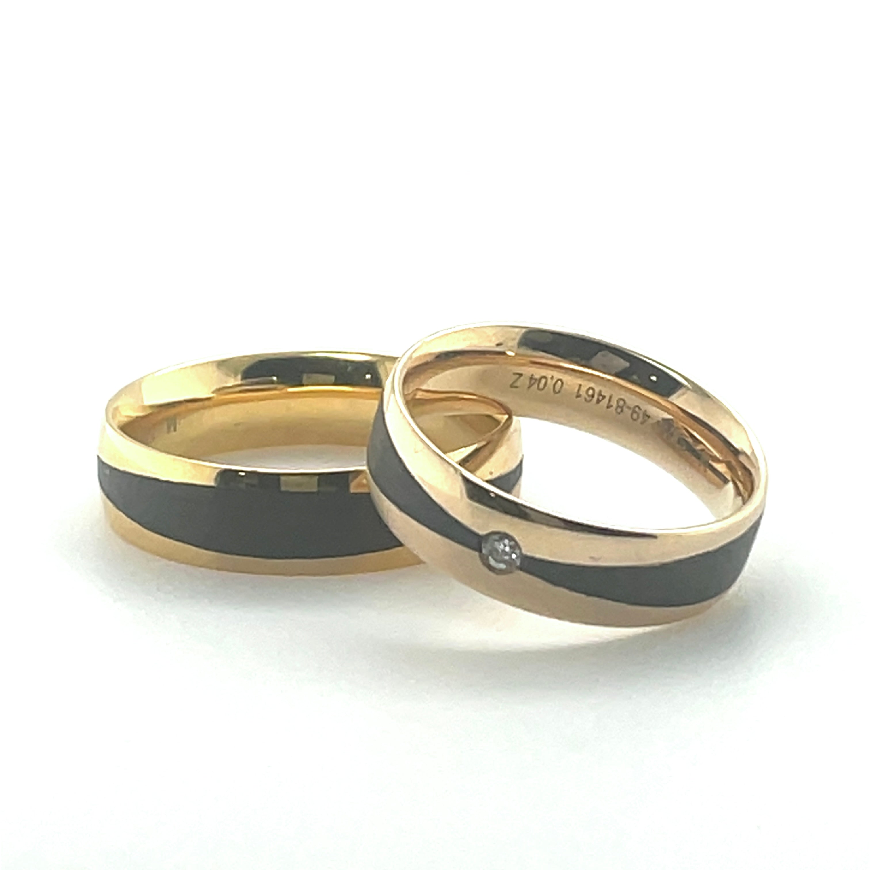 Black Carbon Diamond Twist Rose Gold Wedding Band