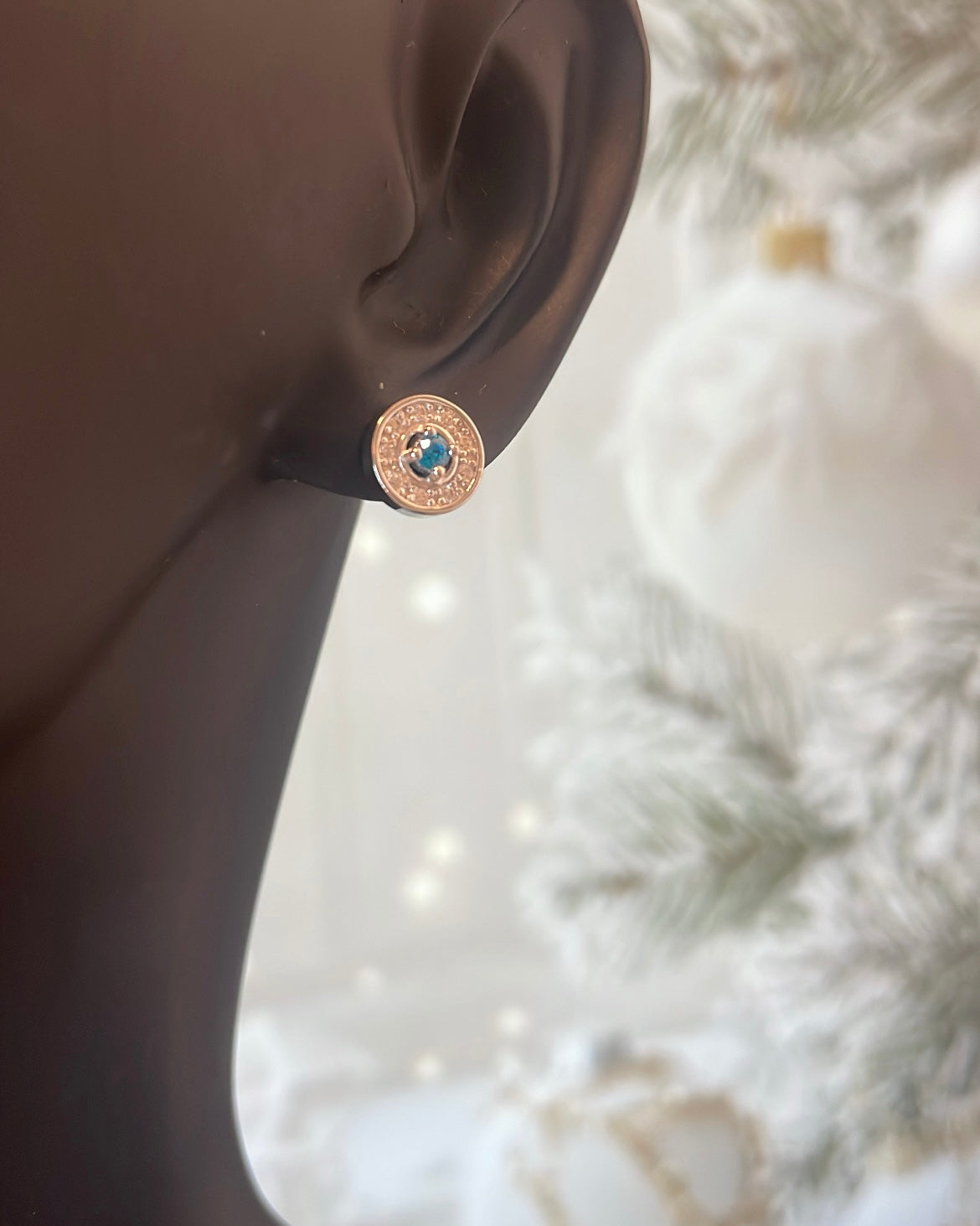 Sterling Silver & CZ Halo Birthstone Stud Earrings