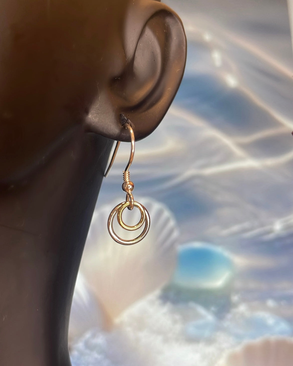 Interlocking Circle Two Tone Drop Earrings