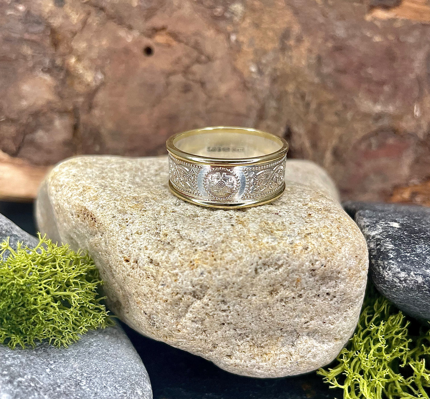 Sterling Silver Warrior Ring with 9ct Gold Rims