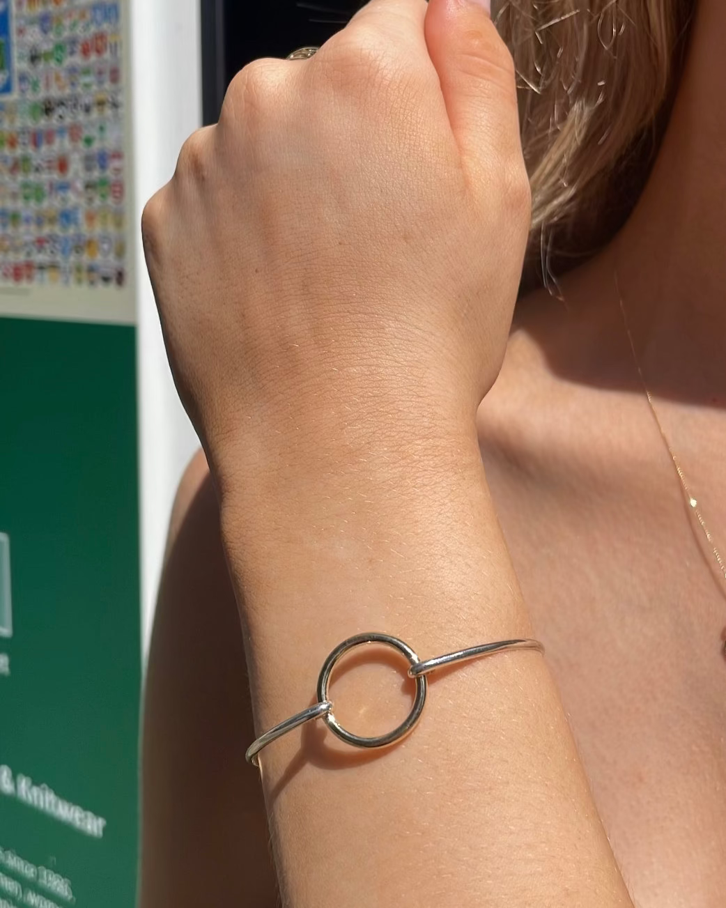 9ct Yellow Gold Circle & Sterling Silver Bangle