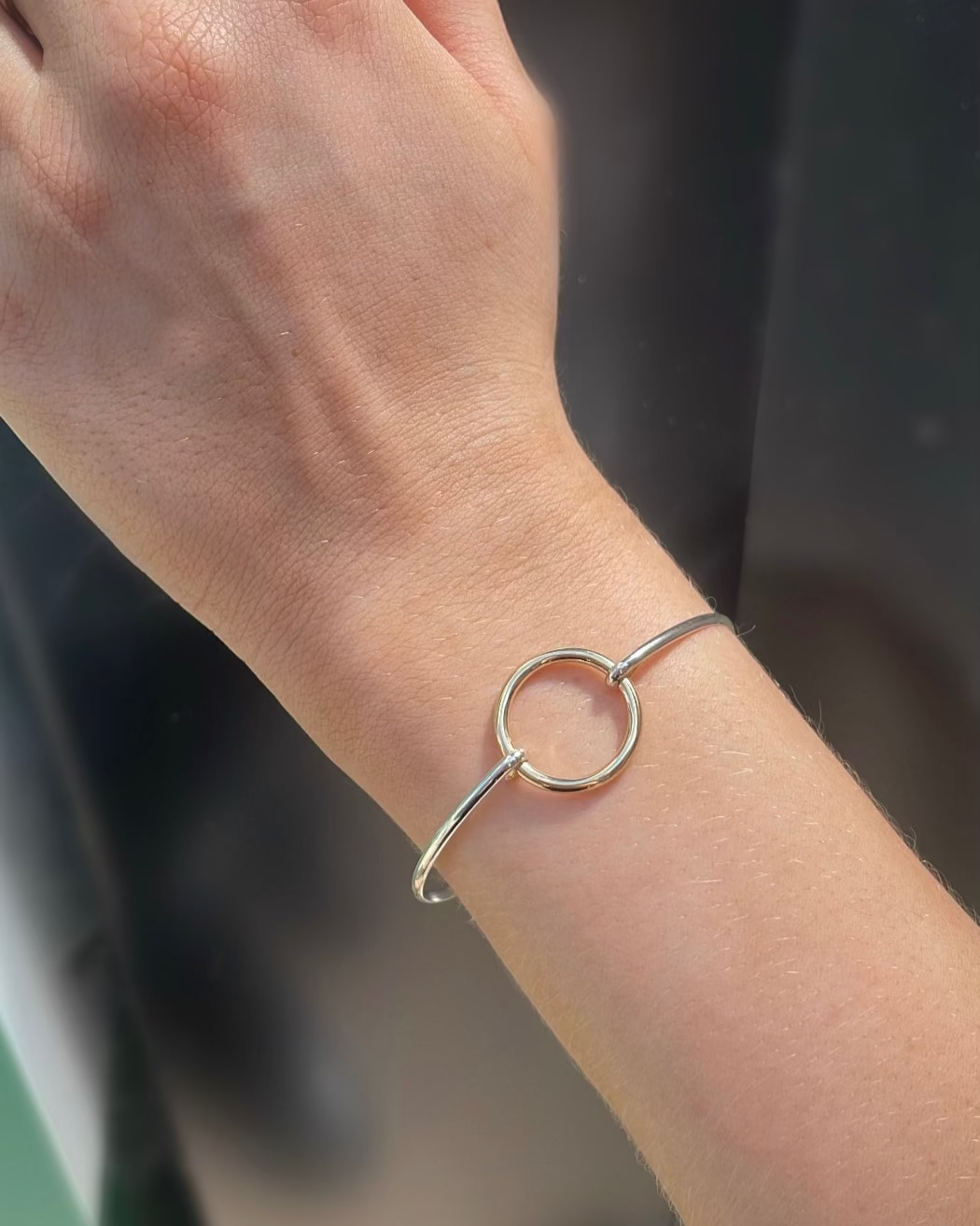 9ct Yellow Gold Circle & Sterling Silver Bangle