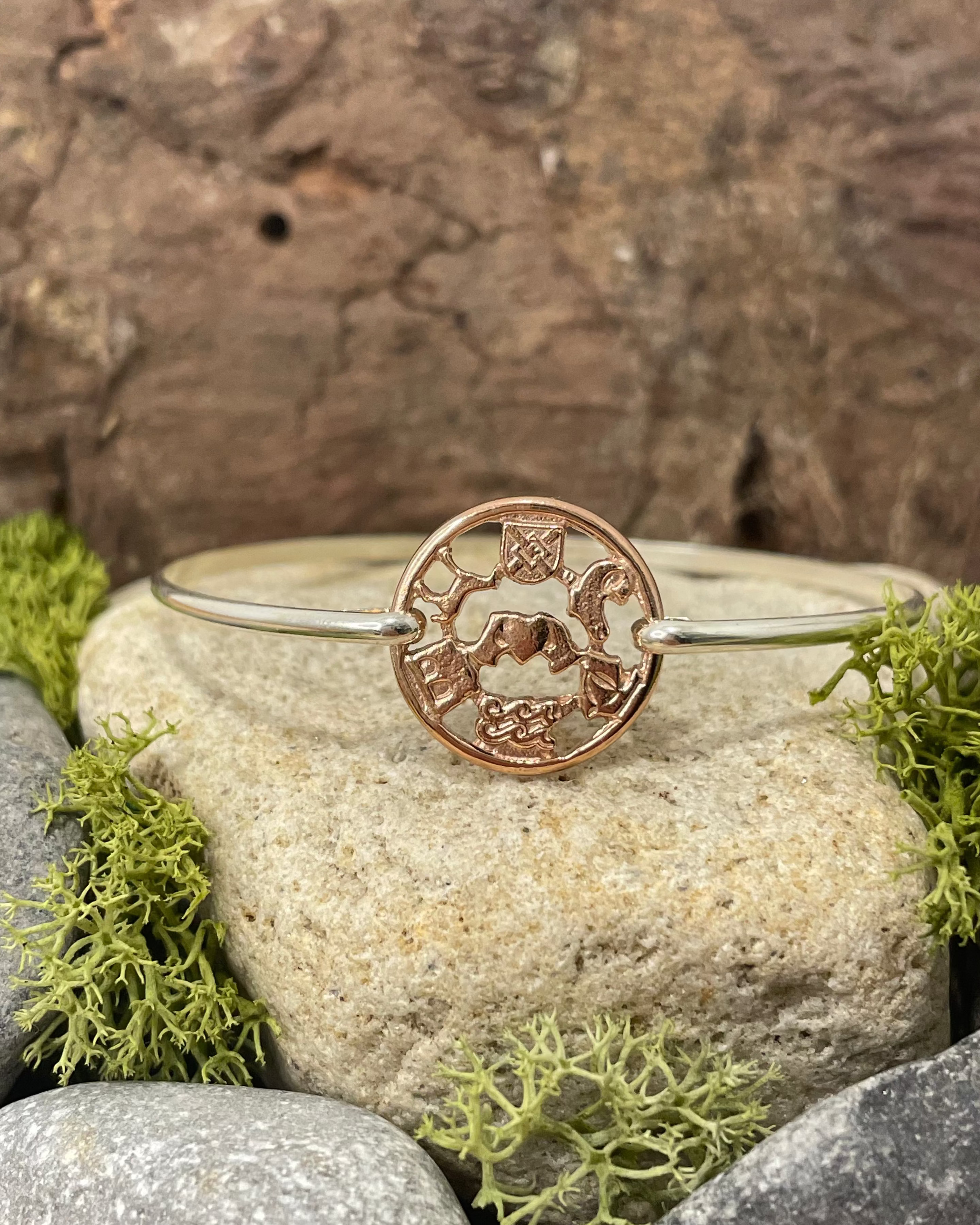 Story of Galway Rose Gold and Sterling Silver Bangle Open Back