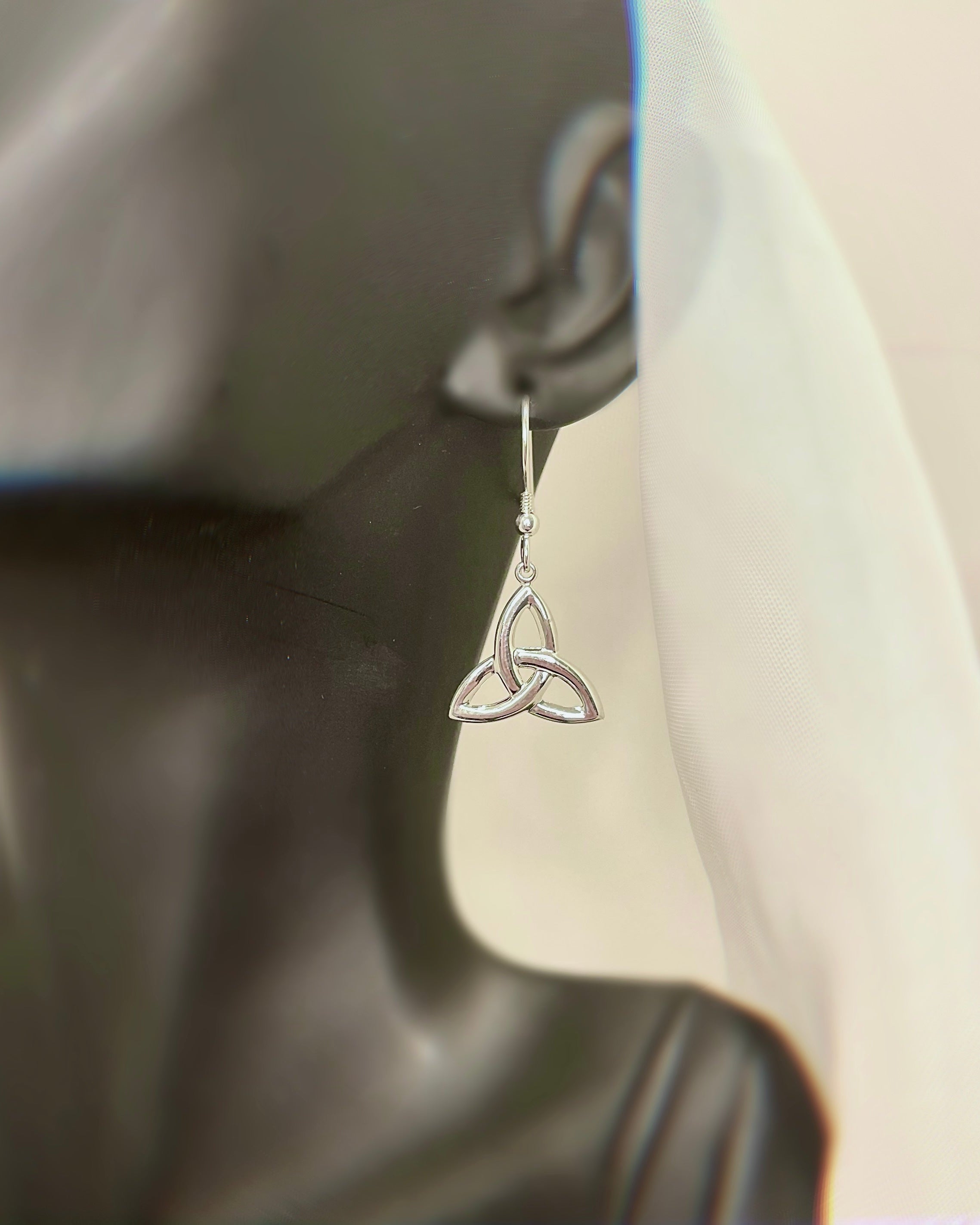 Sterling Silver Mini Trinity Knot Shepherd Hook Earrings