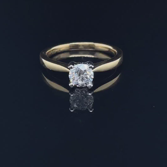 0.63ct Lab Grown Round Diamond Solitaire Yellow Gold Engagement Ring