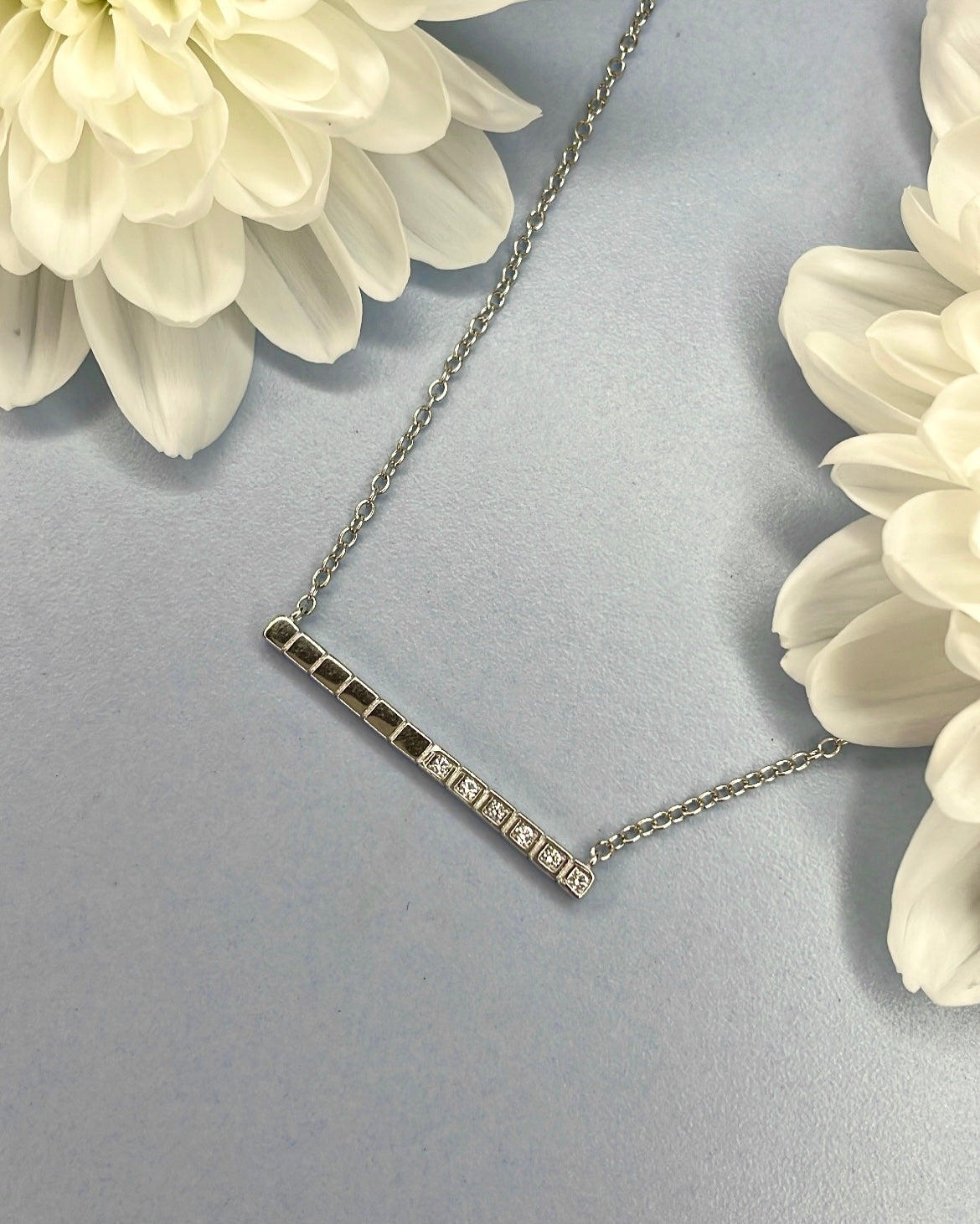 Sterling silver store balance bar necklace