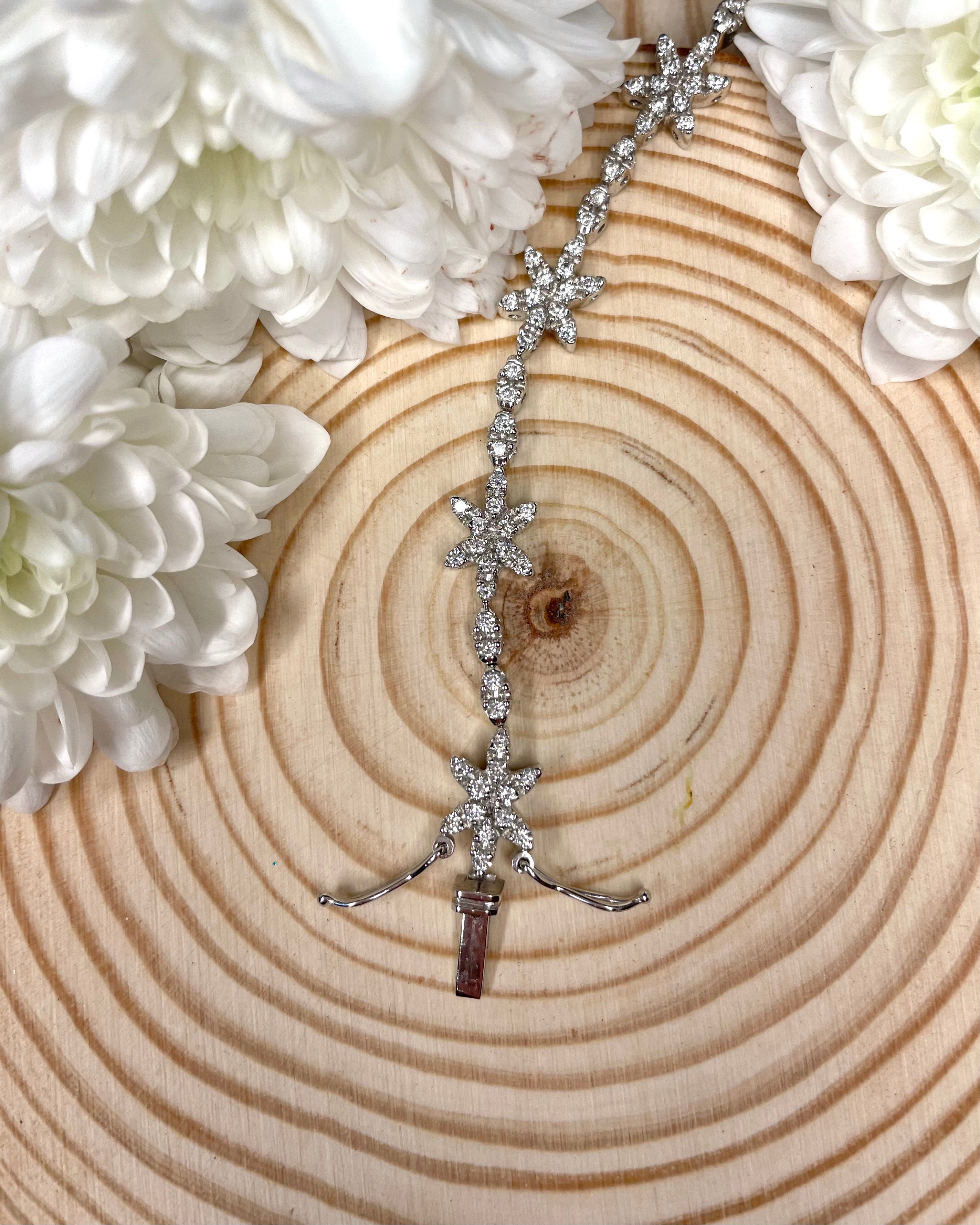 18ct White Gold Flower Diamond Bracelet