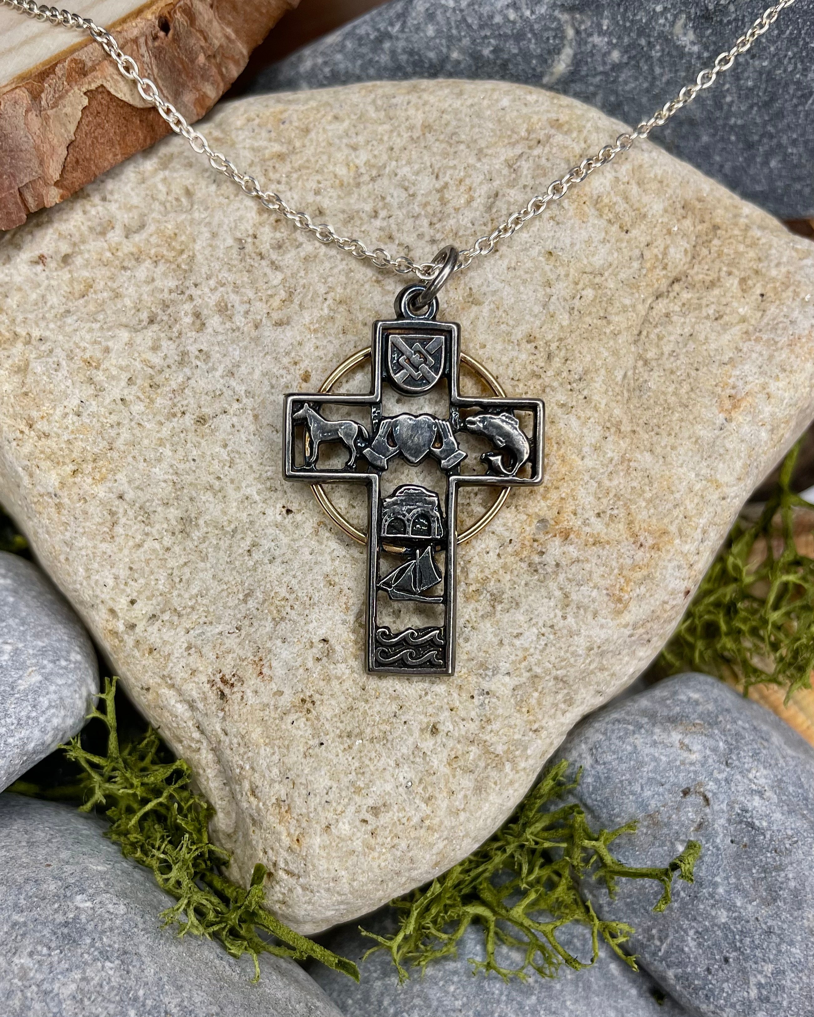The Story of Galway Mini Openback Black Rhodium Cross