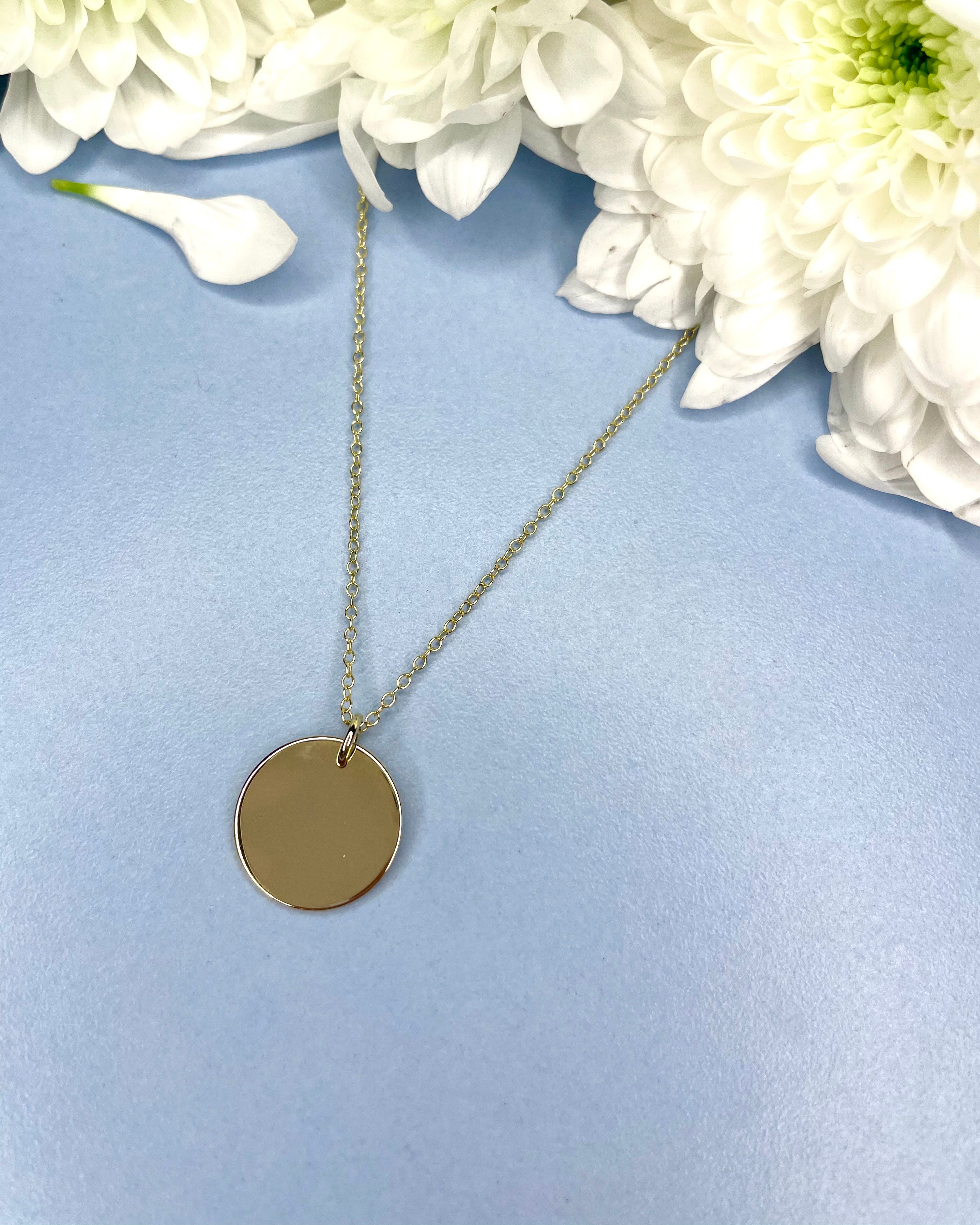 9ct Gold Disc Pendant & Chain