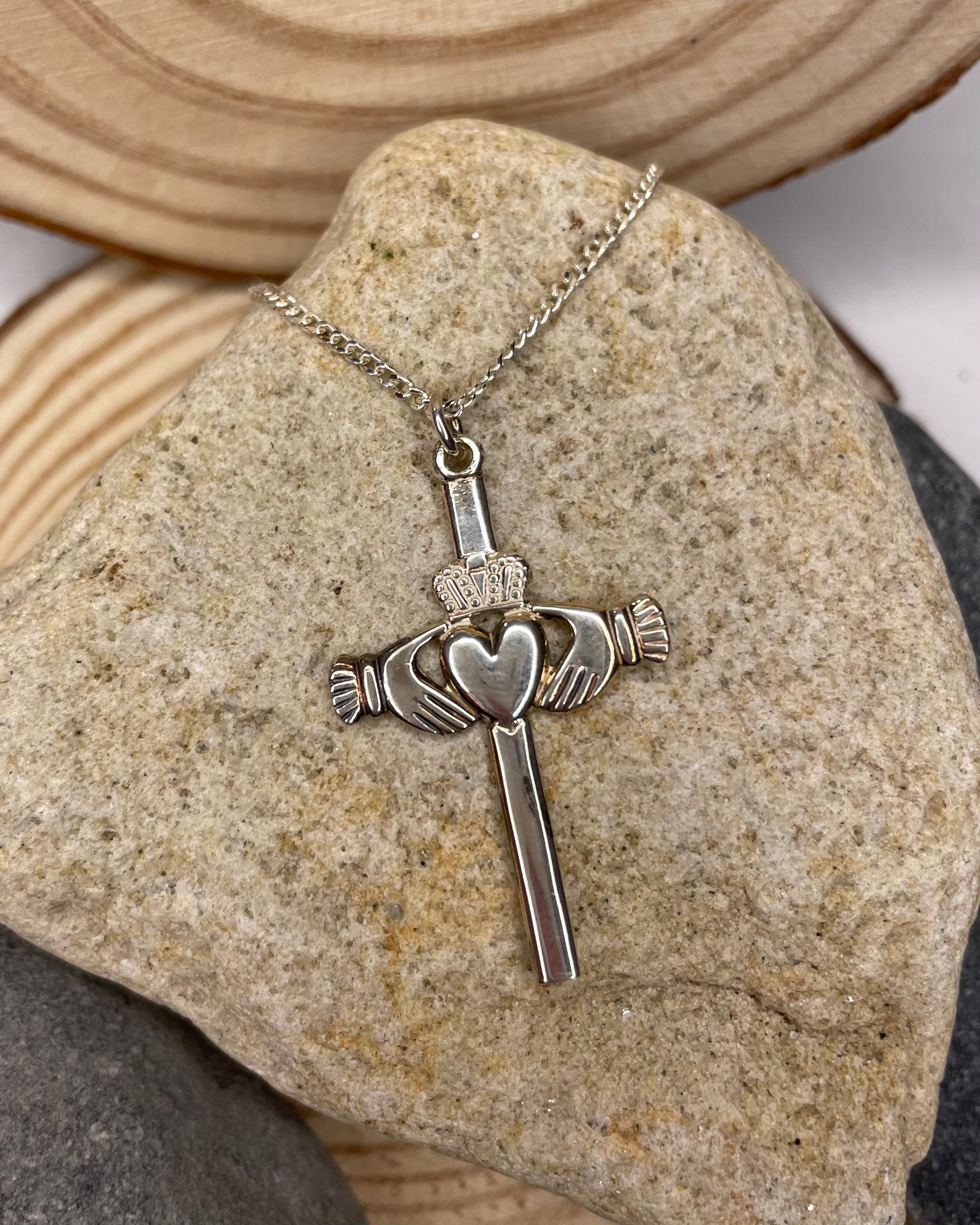 Medium Sterling Silver Claddagh Cross
