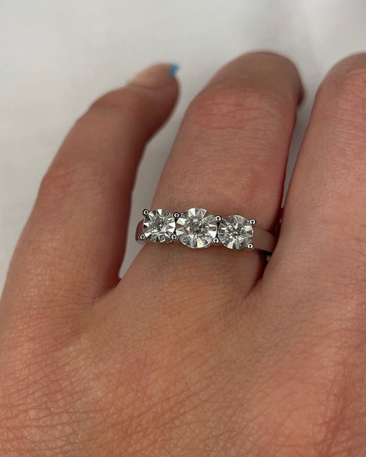 Three Diamond Illusion Engagement ring