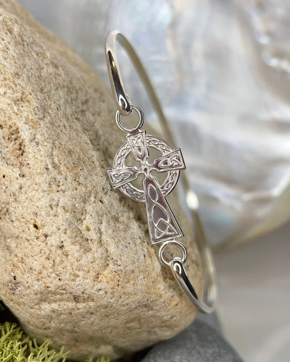 Celtic Cross Sterling Silver Bangle
