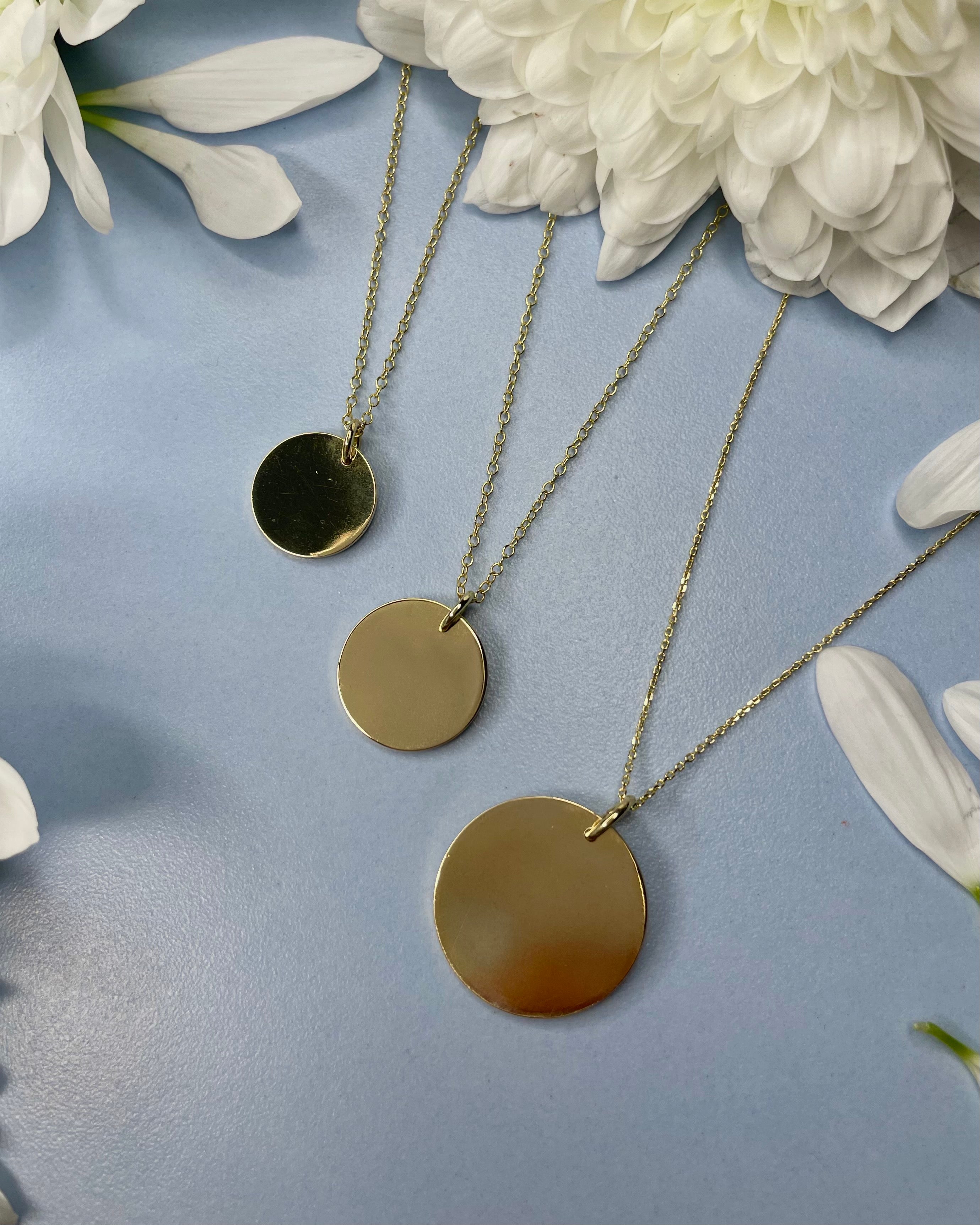 9ct Gold Disc Pendant & Chain