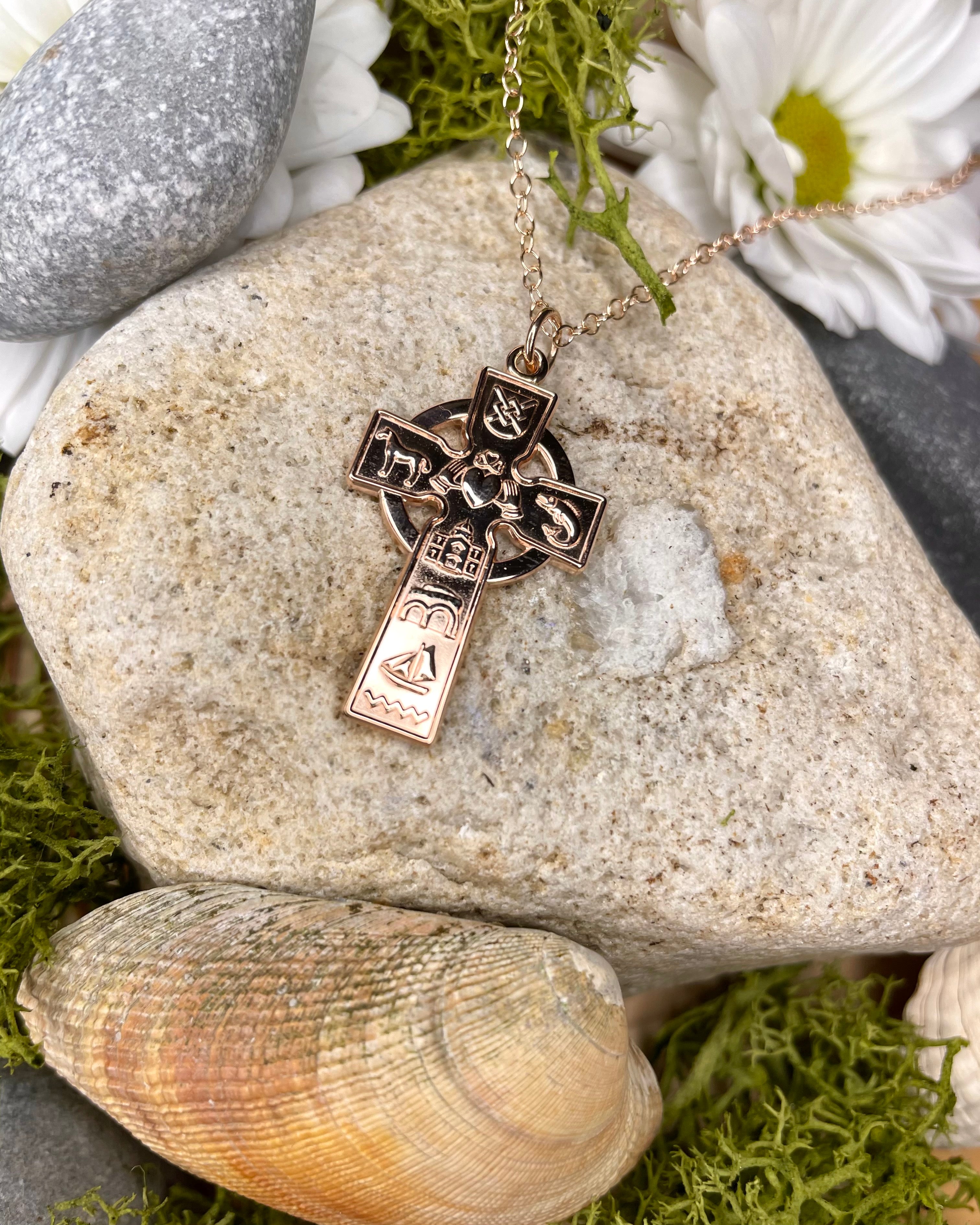 Story of Galway Celtic Cross 10ct Rose Gold Pendant