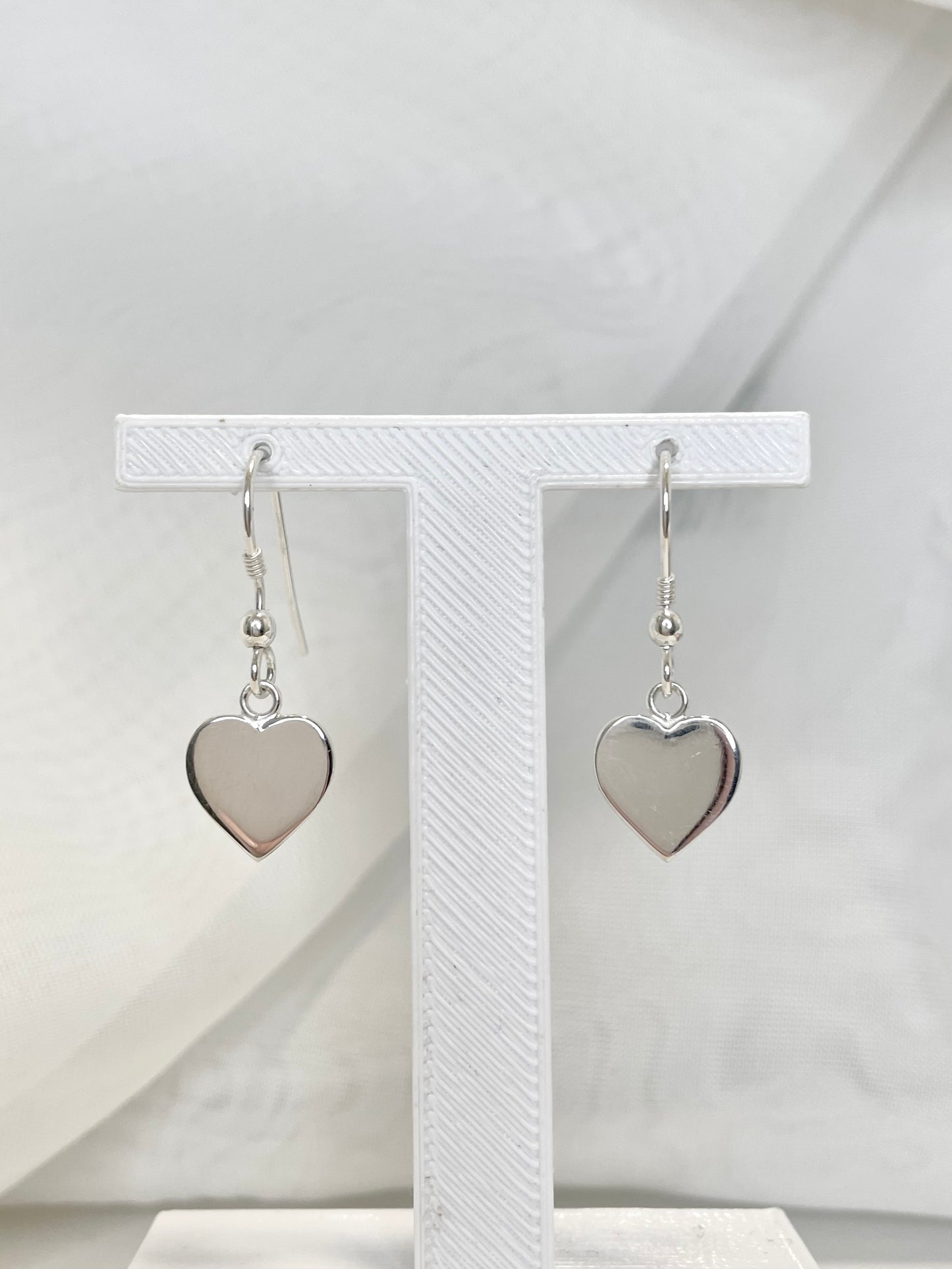 Sterling Silver Heart Earrings with Shepard Hook