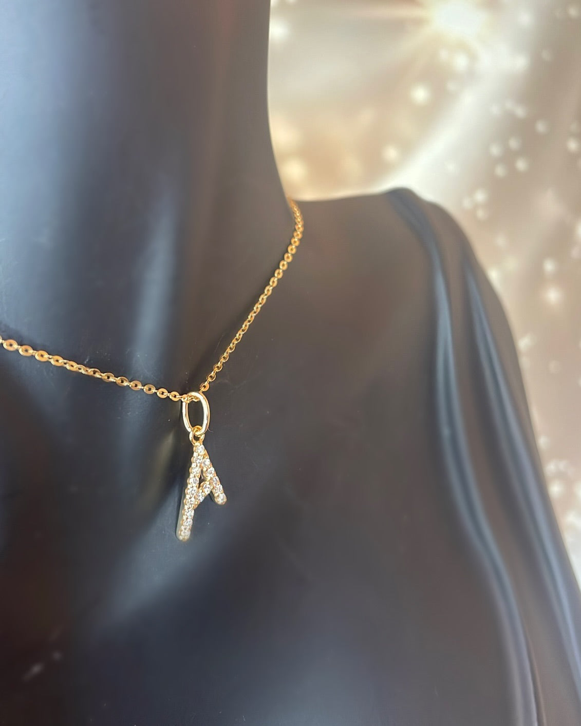 9ct Yellow Gold Round Brilliant Diamond 'A' Initial Pendant