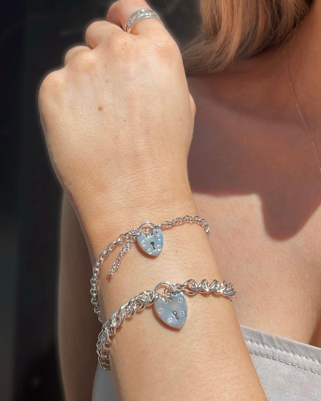 Sterling Silver Gate Lock Heart Bracelet