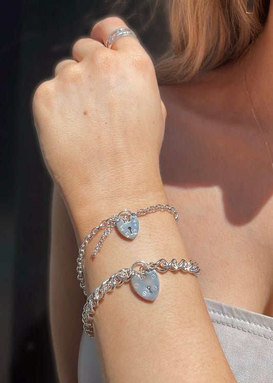 Sterling Silver Gate Lock Heart Bracelet