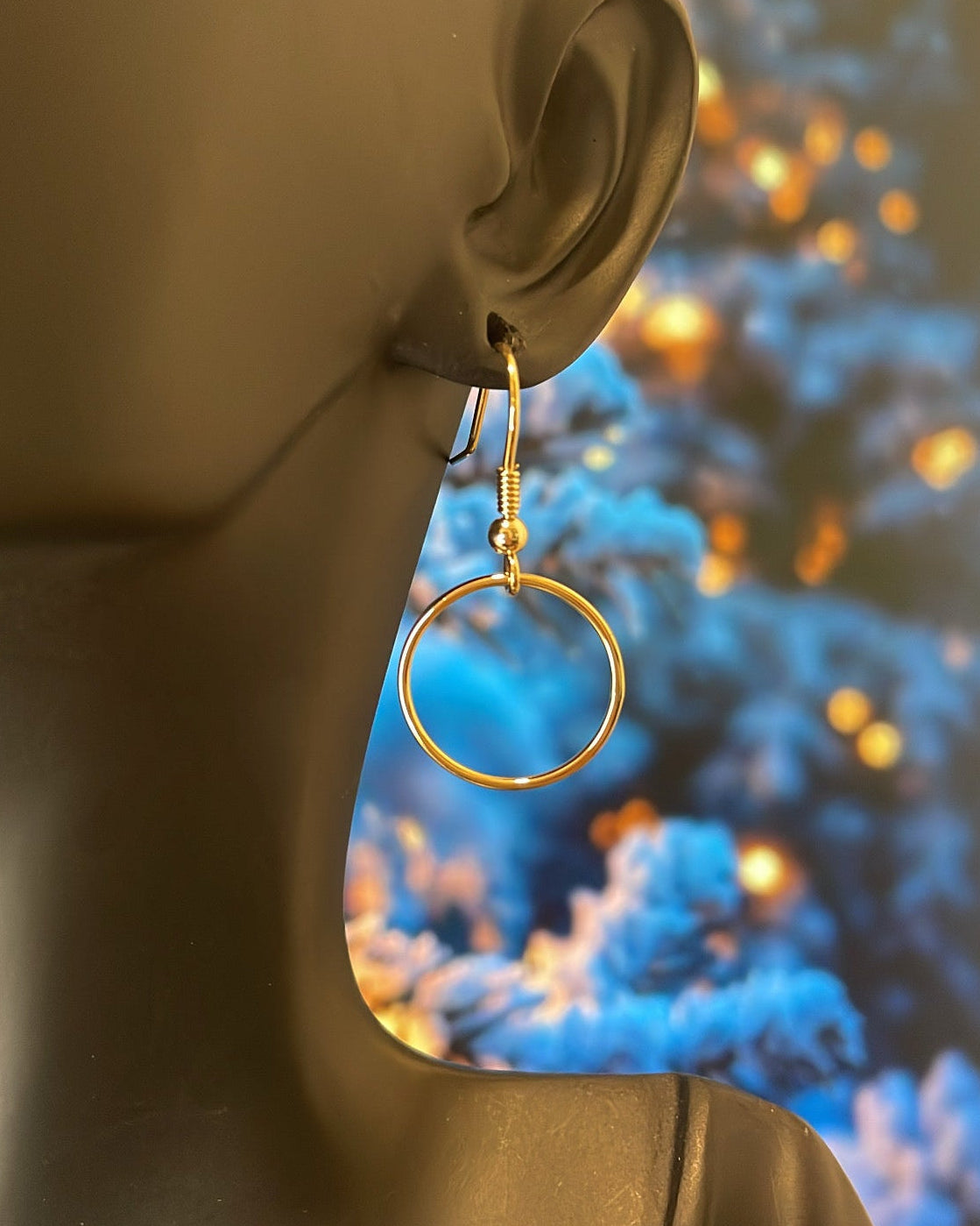 9ct Yellow Gold Circle Shepherd Hook Earrings