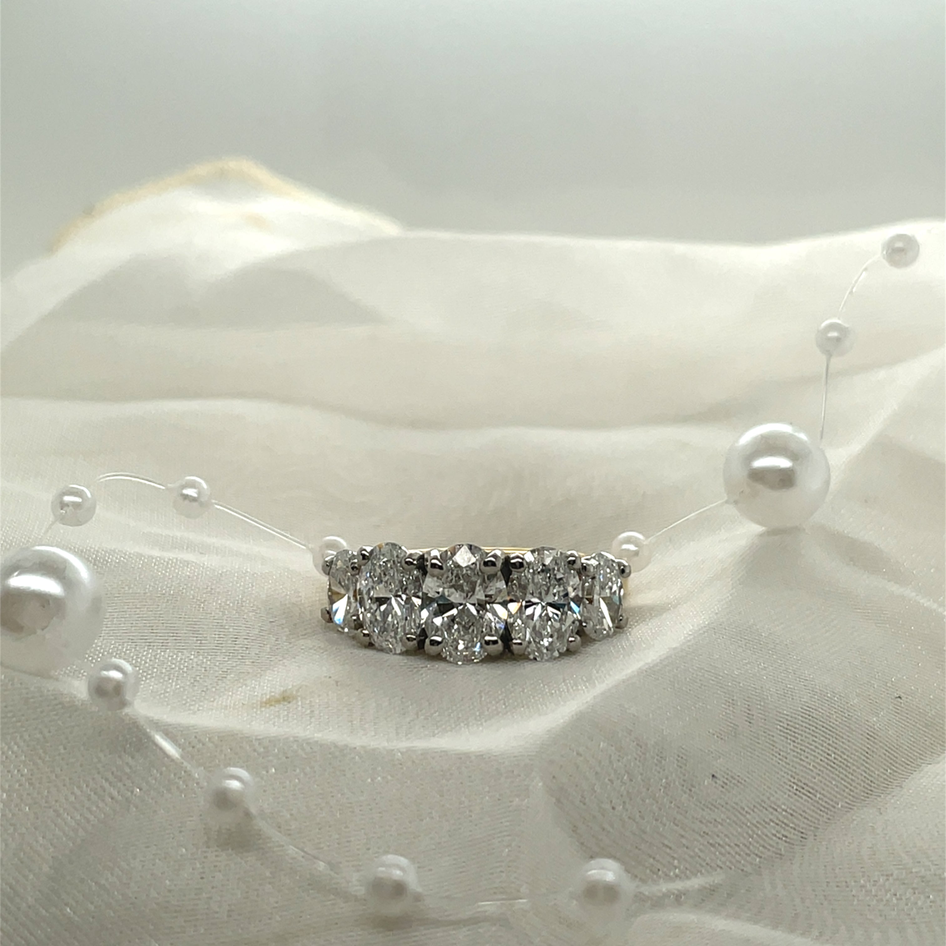 3.59ct Five Stone Oval ring in 18ct yellow gold