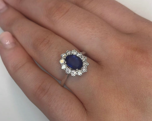 18ct Sapphire and Diamond Cluster Ring