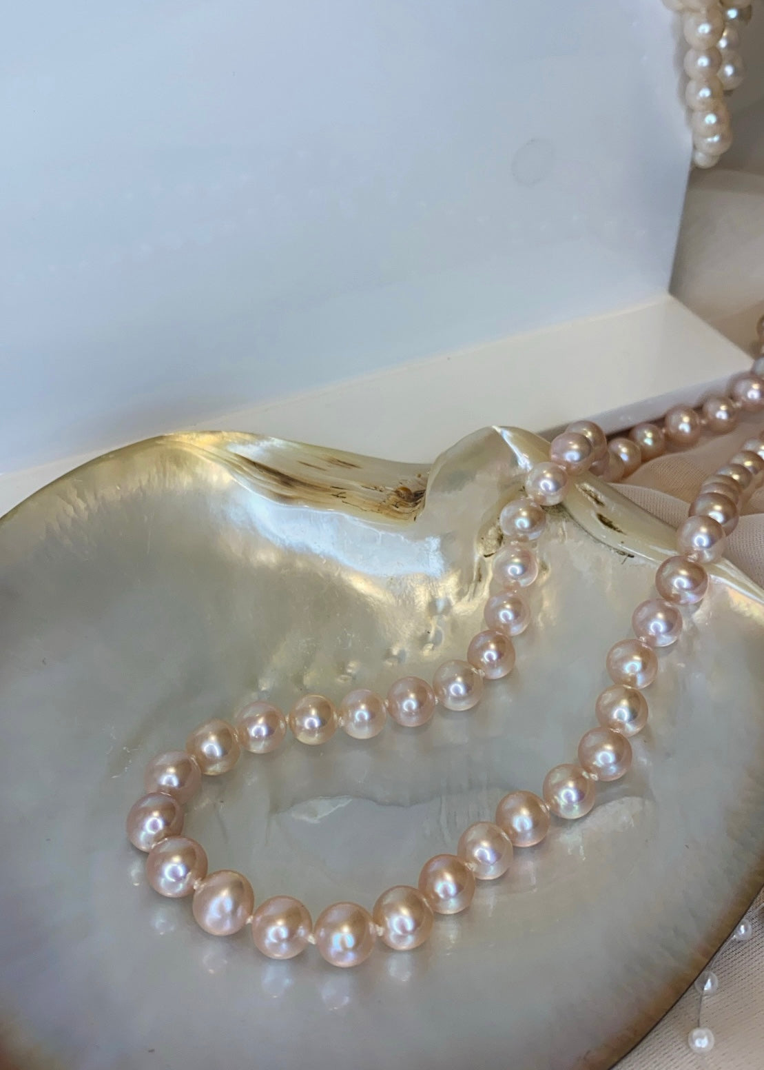 Medium Champagne Freshwater Pink Pearl Necklace