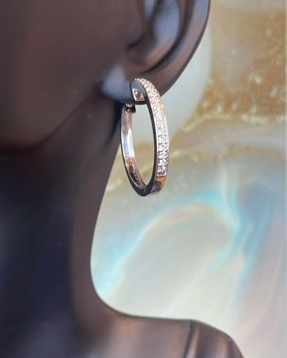 9ct White Gold 0.44ct Diamond Hoop Earrings