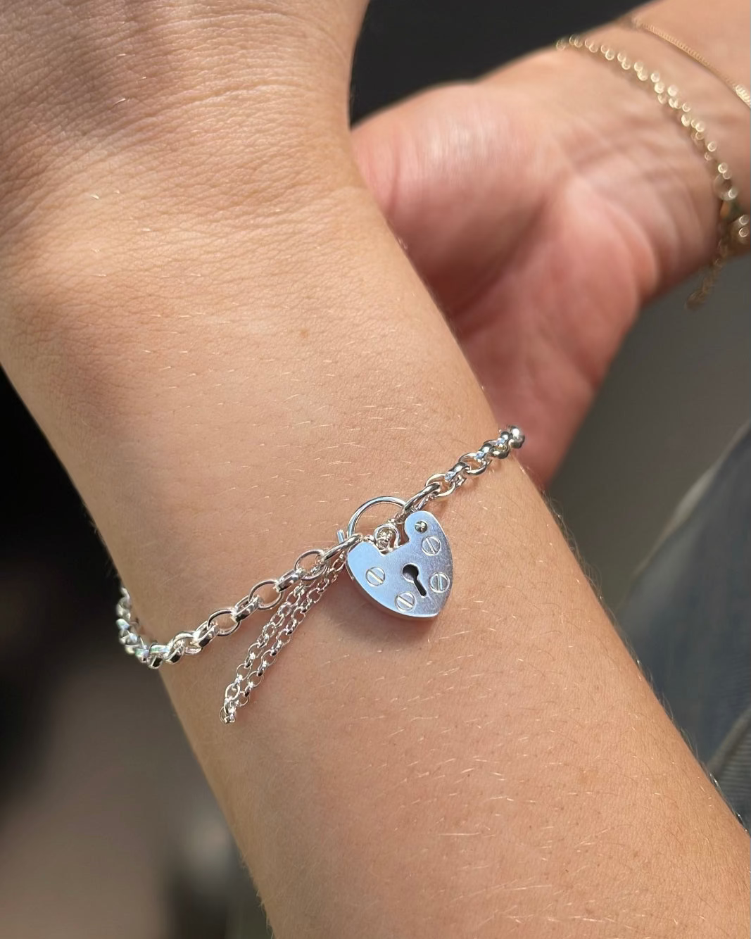 Sterling Silver Gate Lock Heart Bracelet
