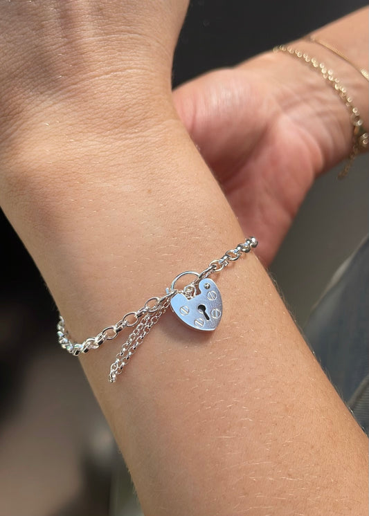 Sterling Silver Gate Lock Heart Bracelet