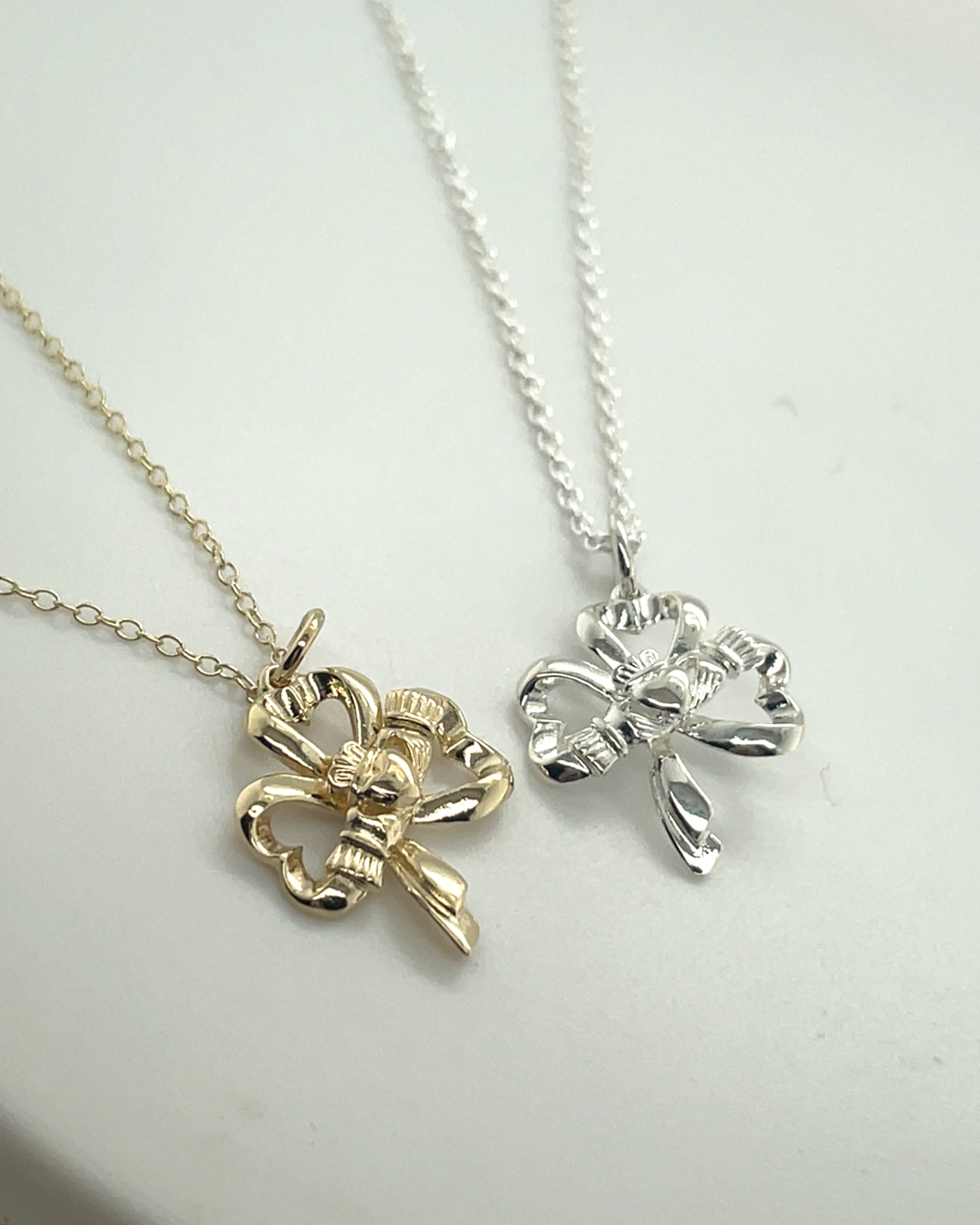 9ct Yellow Gold Shamrock & Claddagh Pendant