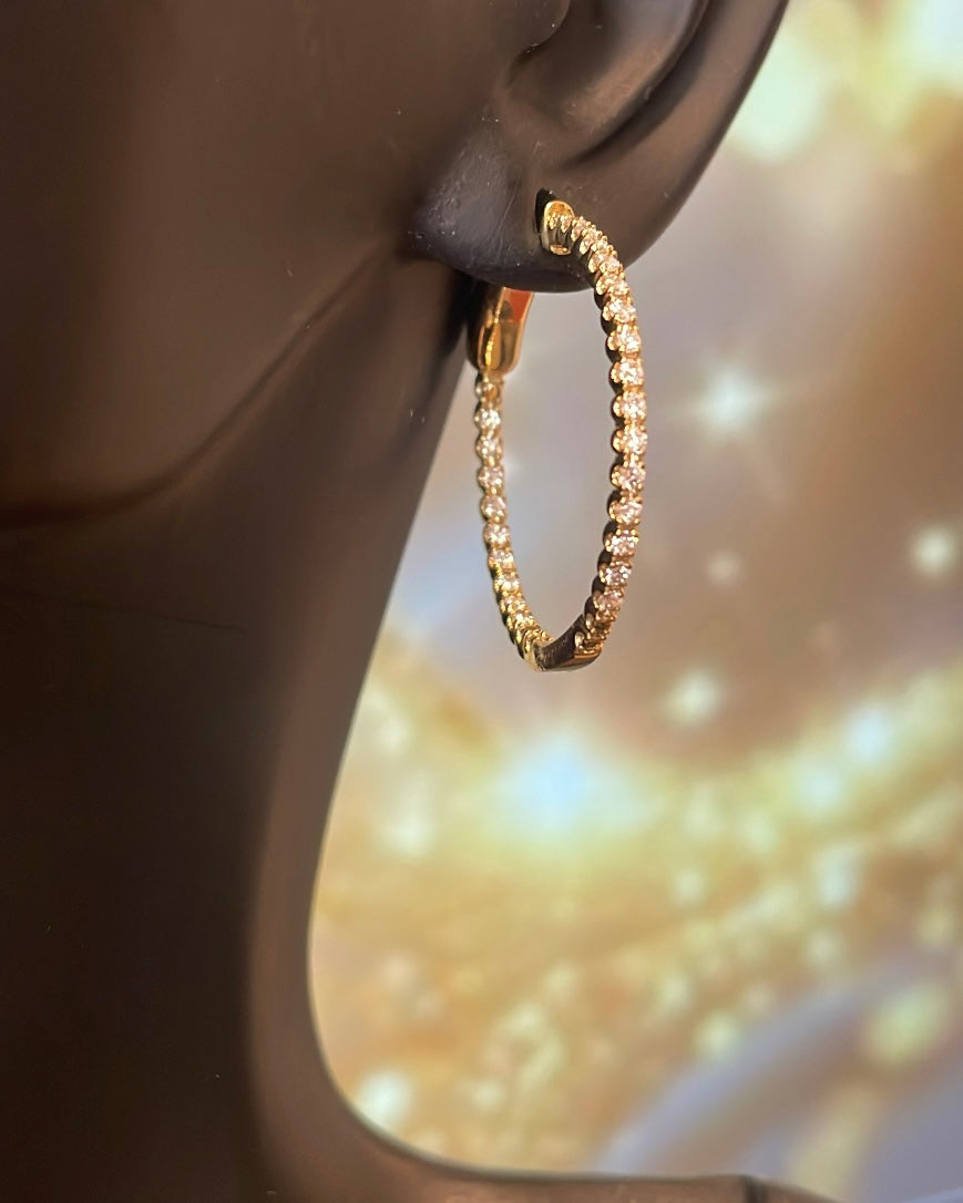 9ct Yellow Gold 0.50ct Diamond Hoop Earrings