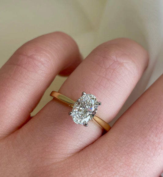 1.10ct Lab Grown Oval Diamond Yellow Gold Engagement Ring