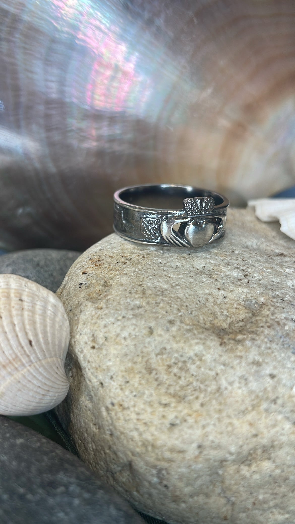 Story of Galway Claddagh Black Rhodium Ring