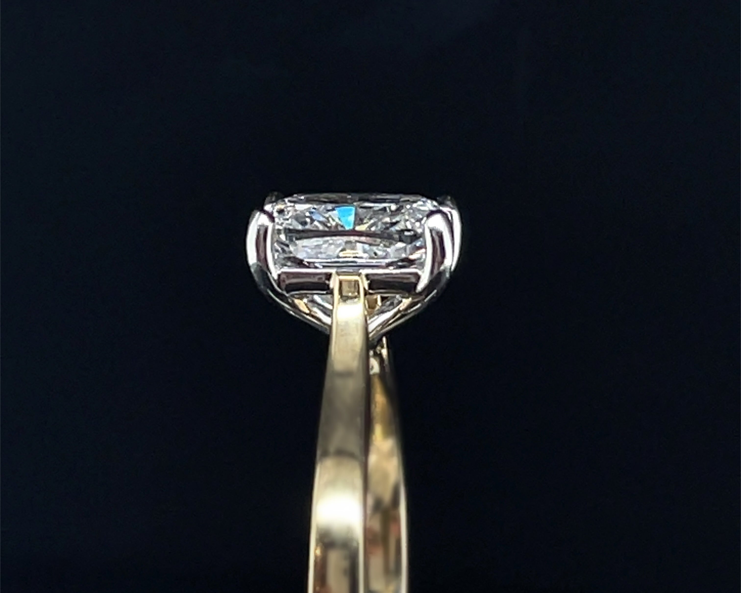 2ct Elongated Cushion Cut Diamond Ring in 18ct Yellow Gold with Platinum Setting
