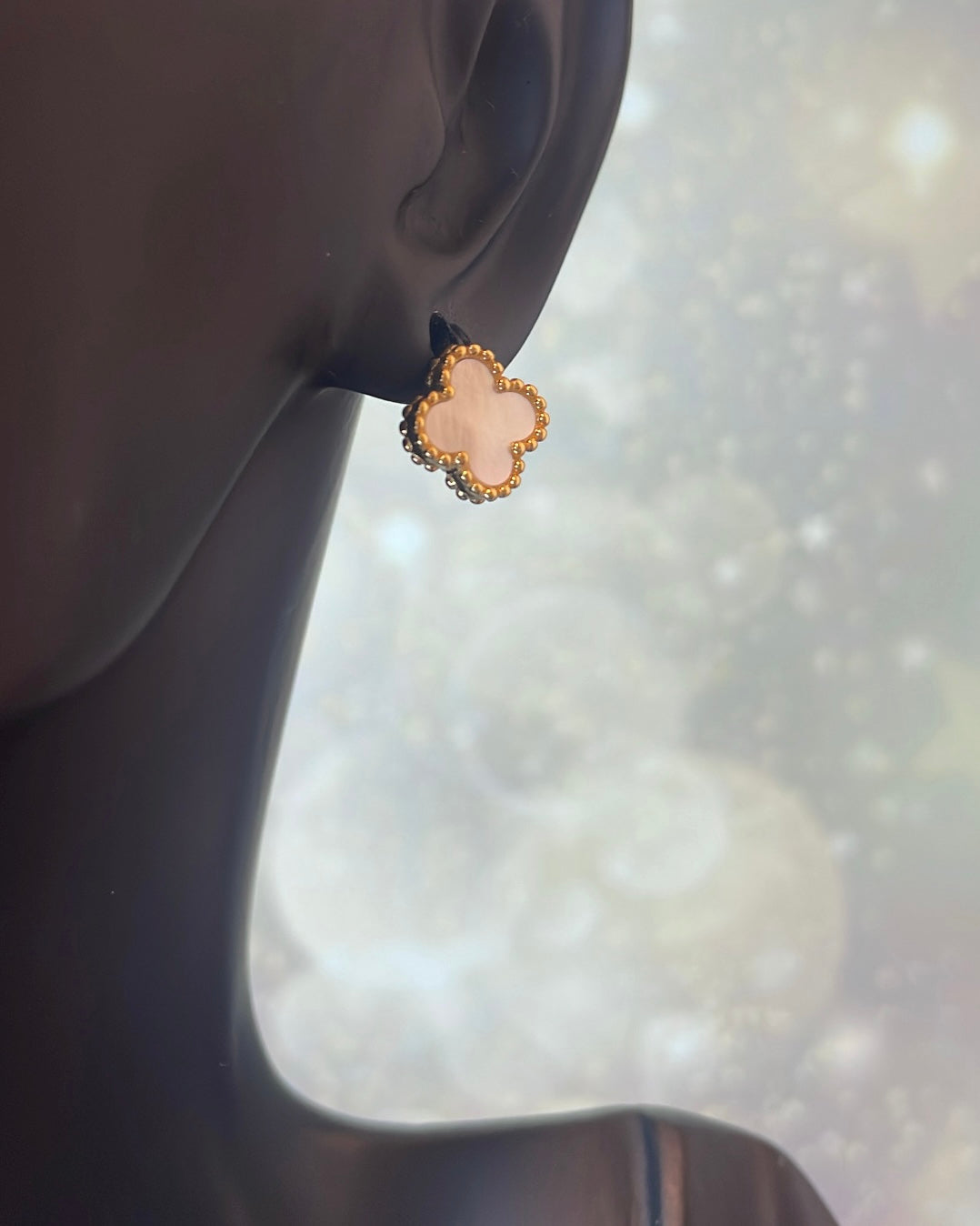 18ct Yellow Gold Plated Clover & Mother of Pearl Earrings