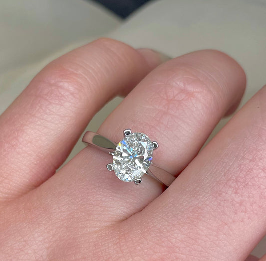 1.34ct Lab Grown Oval Diamond Solitaire Platinum Engagement Ring