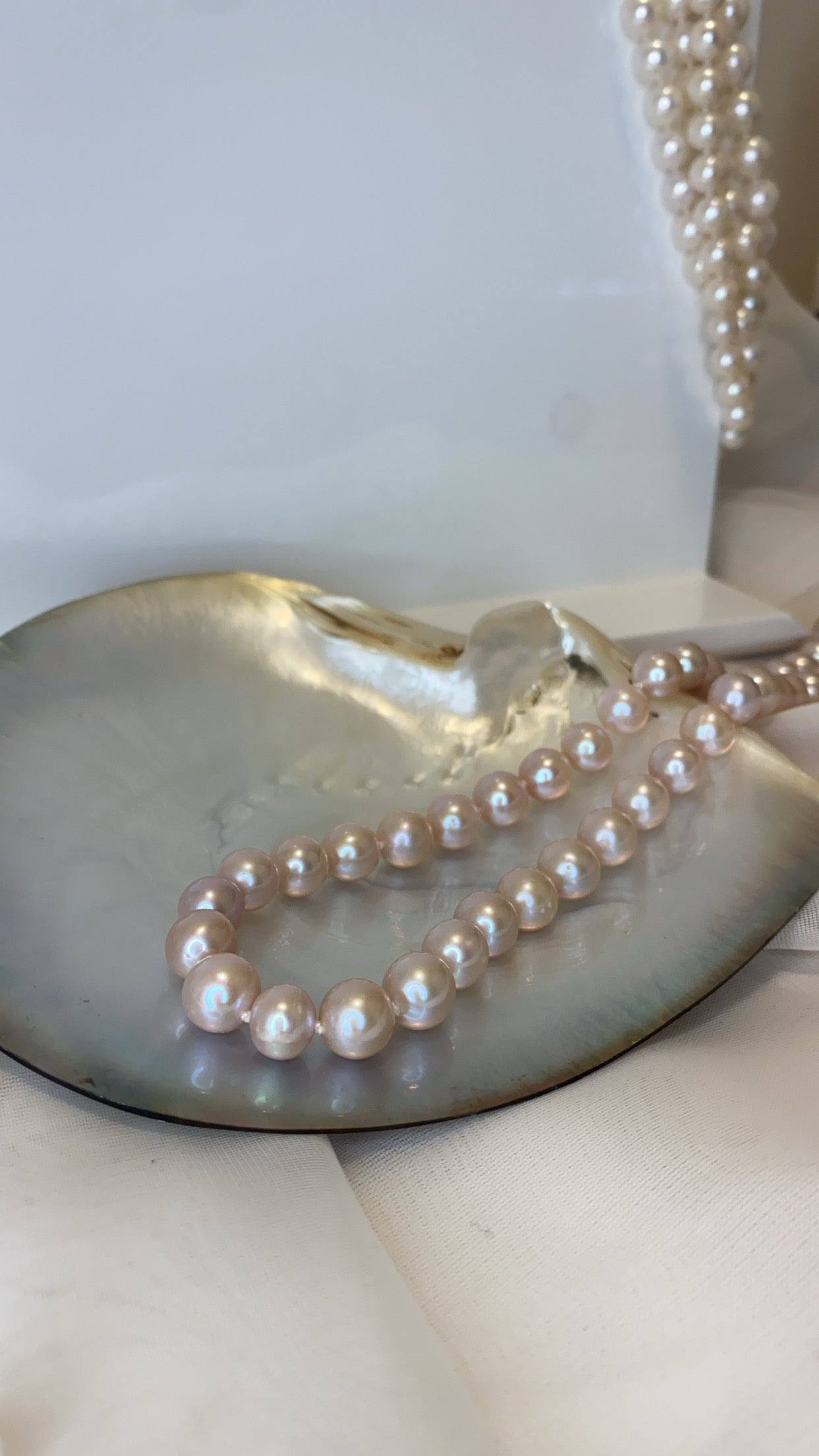 Large Champagne Freshwater Pink Pearl Necklace