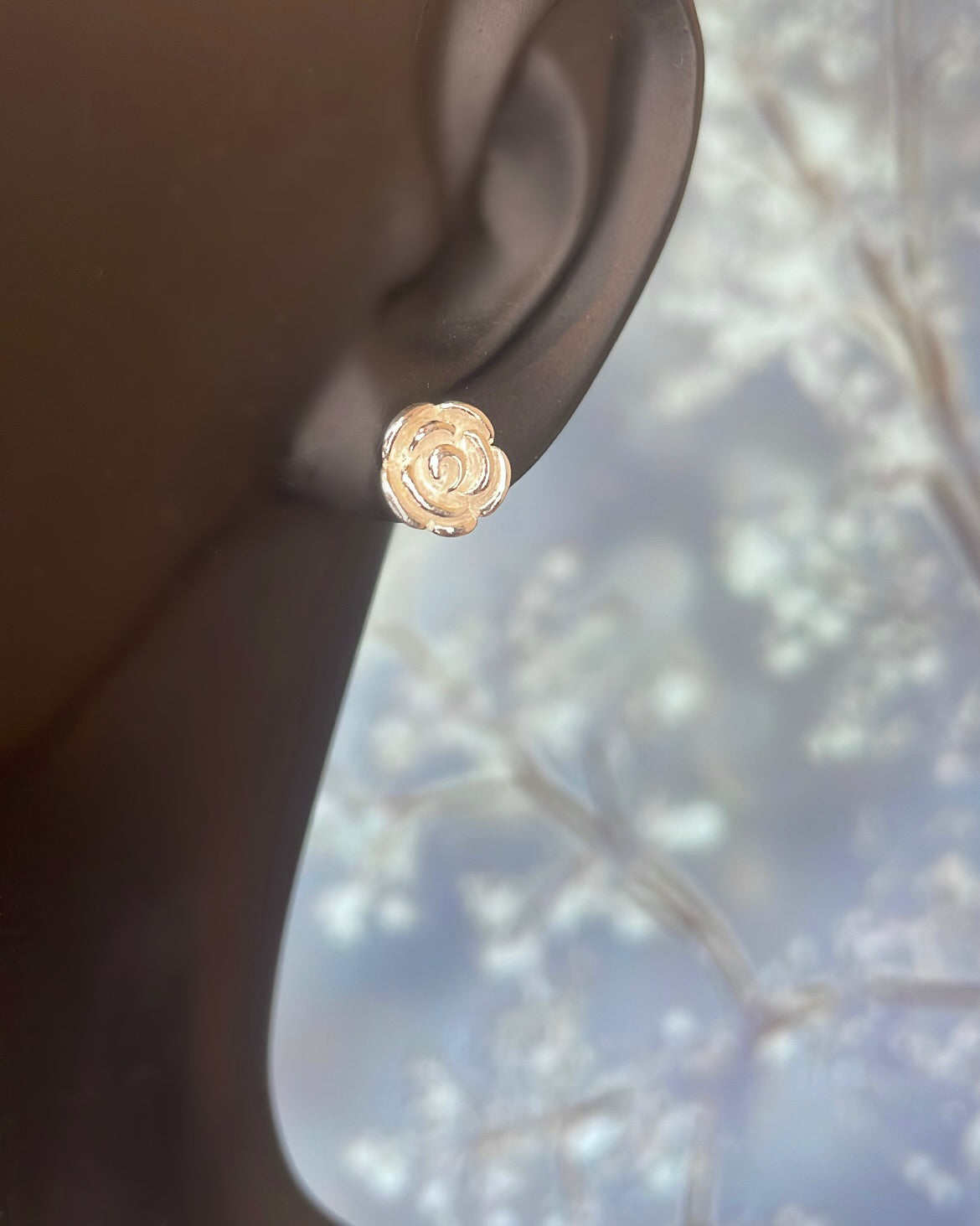 Sterling Silver Rose Stud Earrings