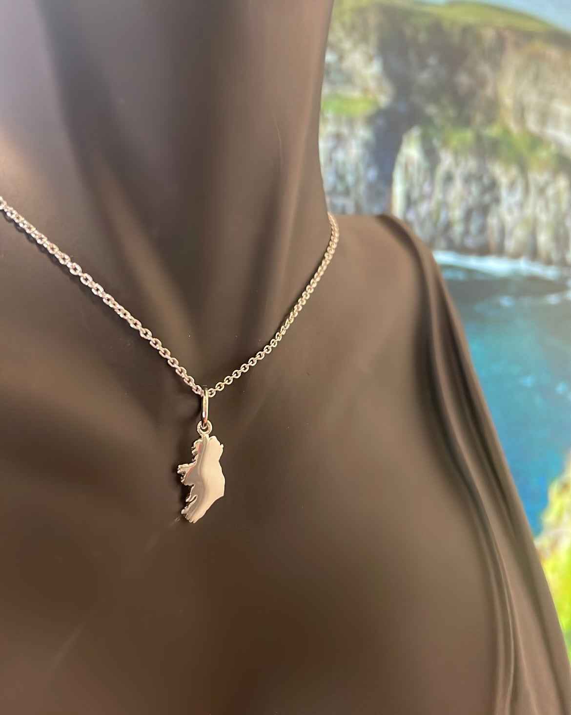 Light Mini Map of Ireland Sterling Silver Pendant