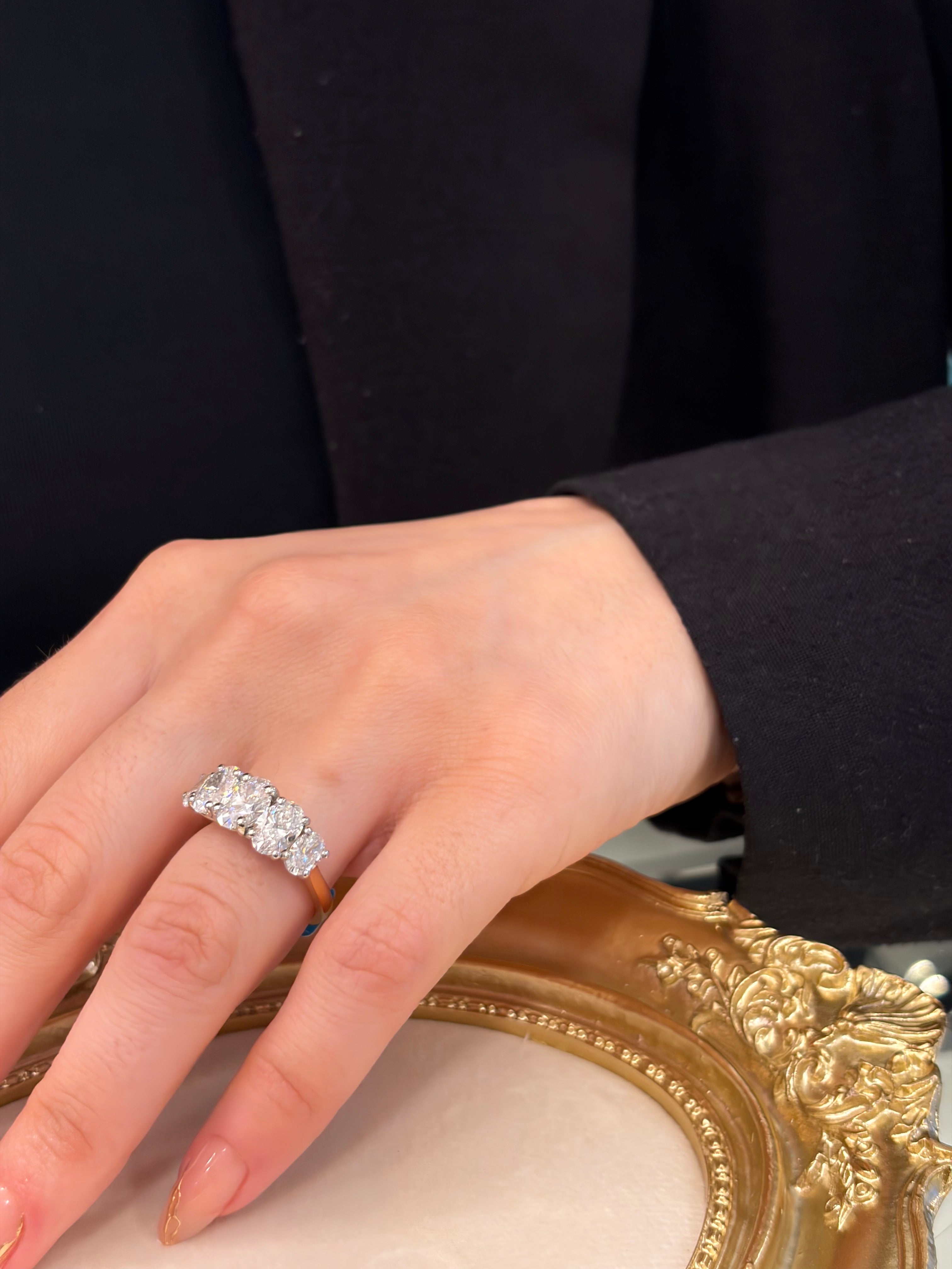 3.59ct Five Stone Oval ring in 18ct yellow gold