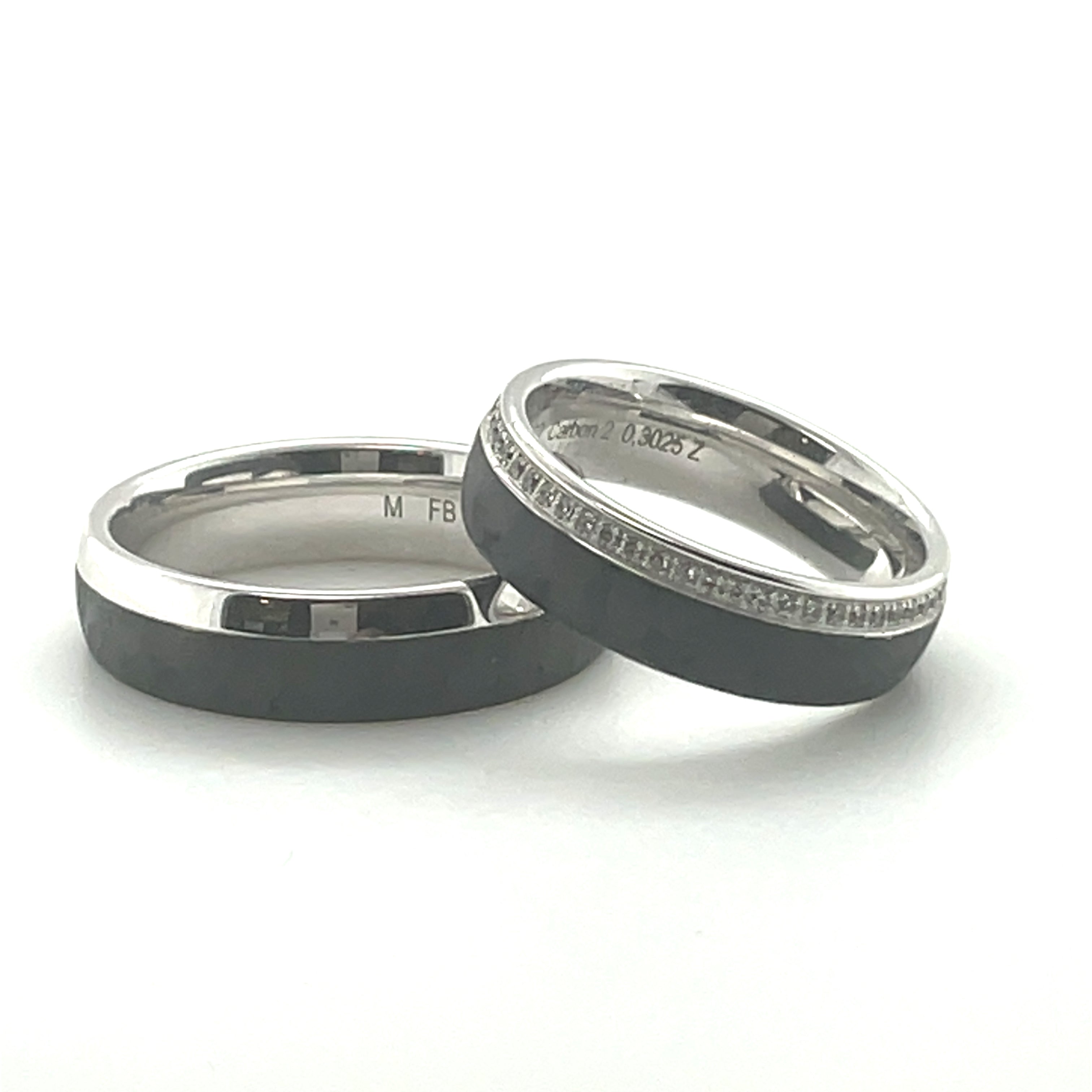 Black Carbon White Gold Wedding Band