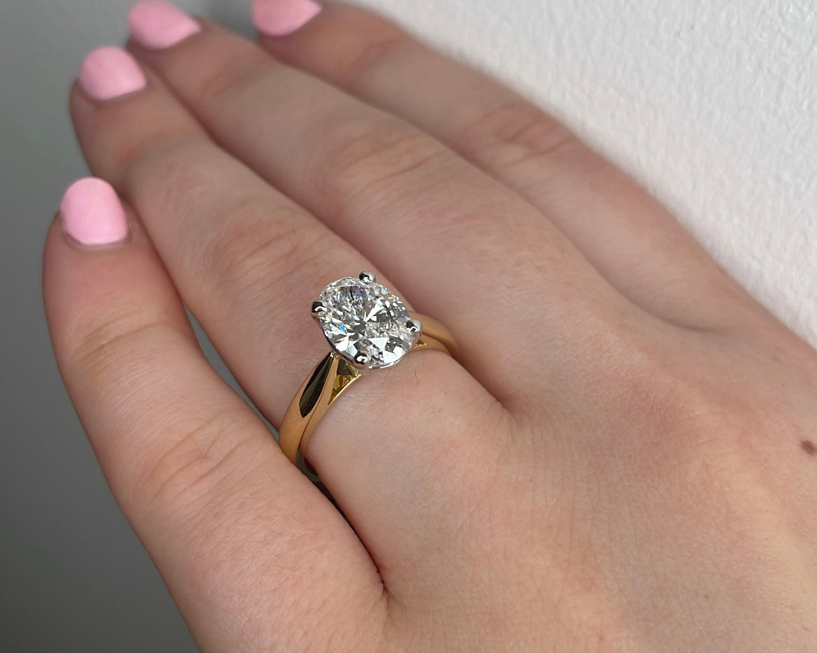 2.20ct Oval Diamond Solitaire Ring in 18ct Yellow Gold