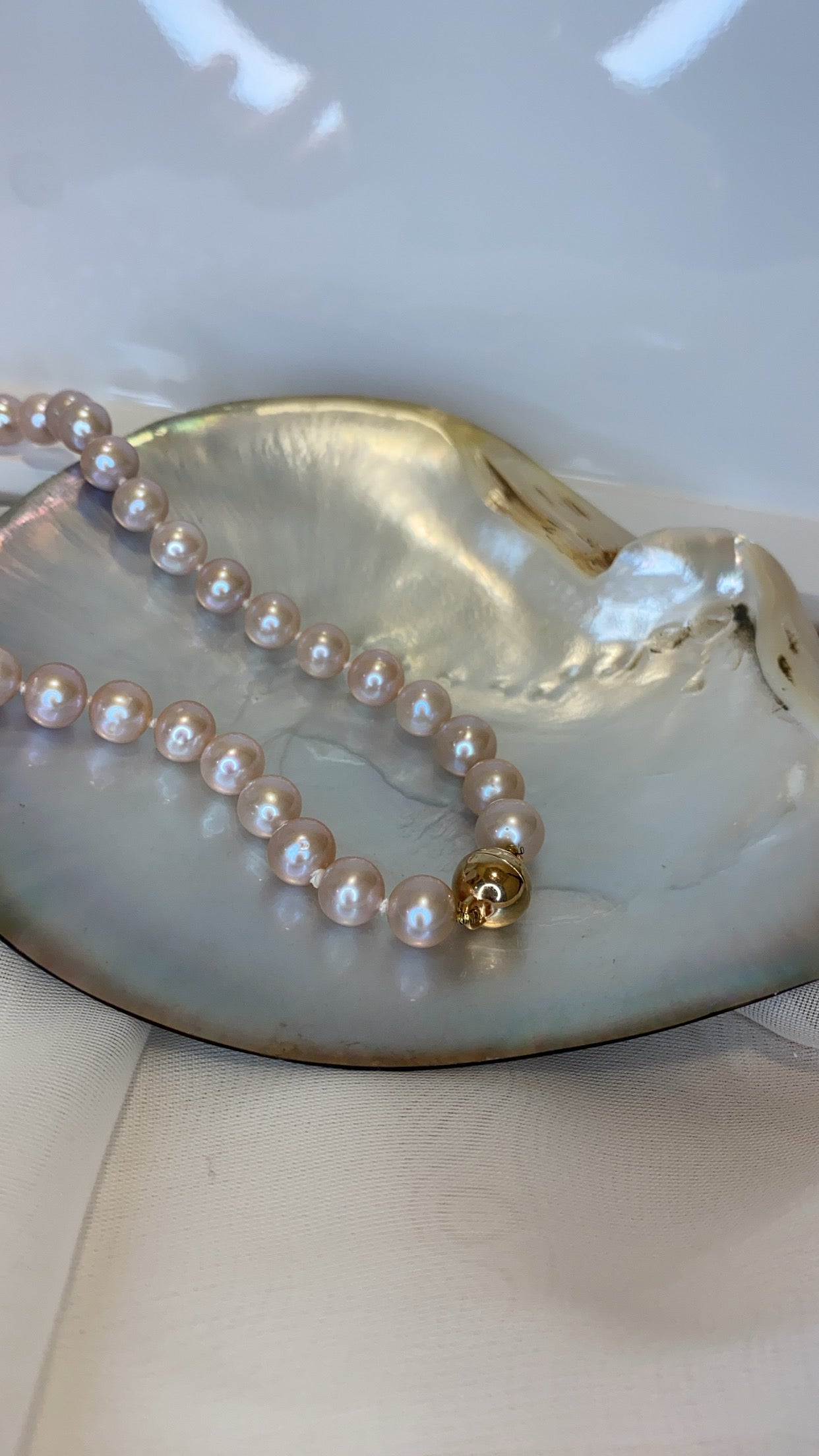 Large Champagne Freshwater Pink Pearl Necklace