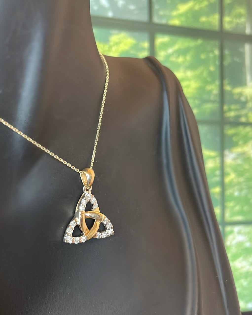 9ct Yellow Gold & Diamond Set Trinity Knot Pendant