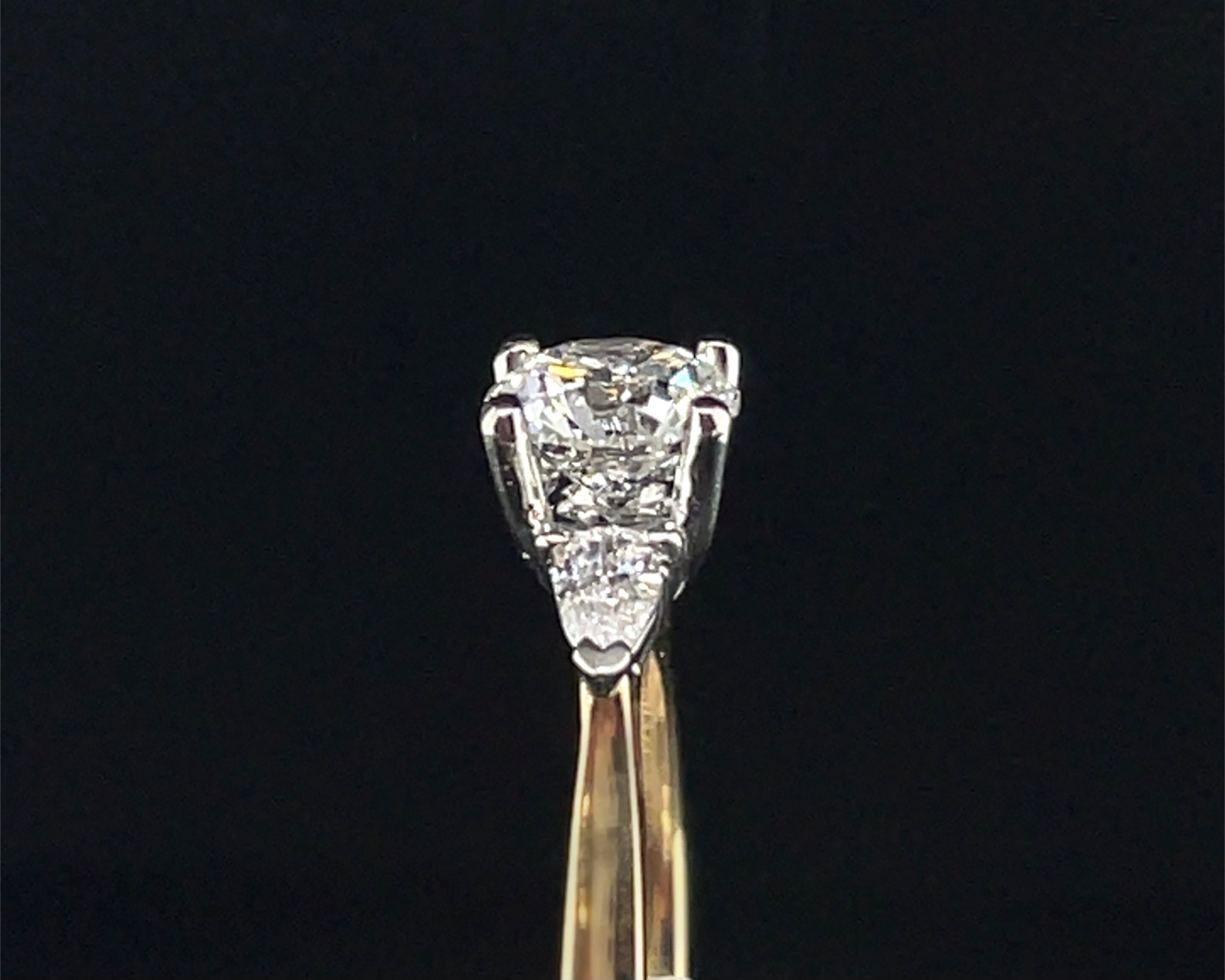 0.90ct Diamond Trilogy Ring with Pear Cut Side Stones in 18ct Yellow Gold