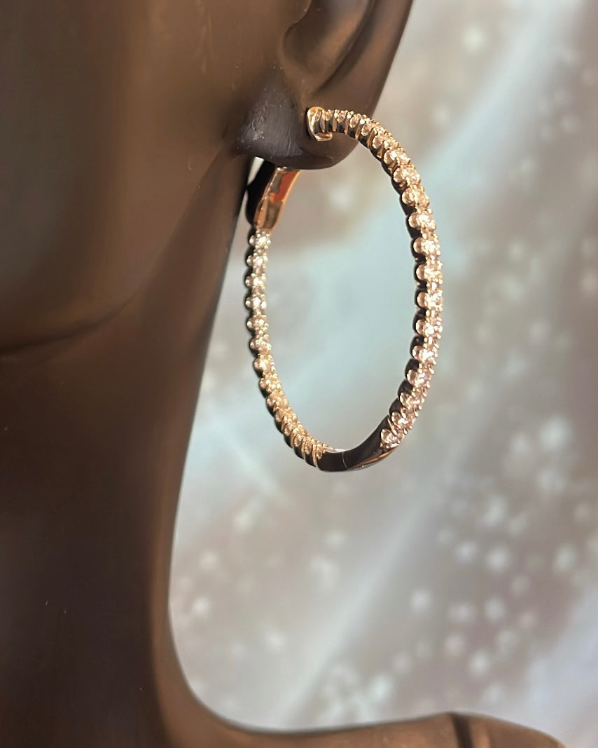 9ct White Gold 1ct Diamond Hoop Earrings