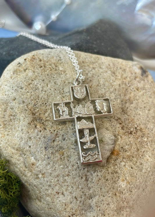 Large Story of Mayo Sterling Silver Open Back Cross