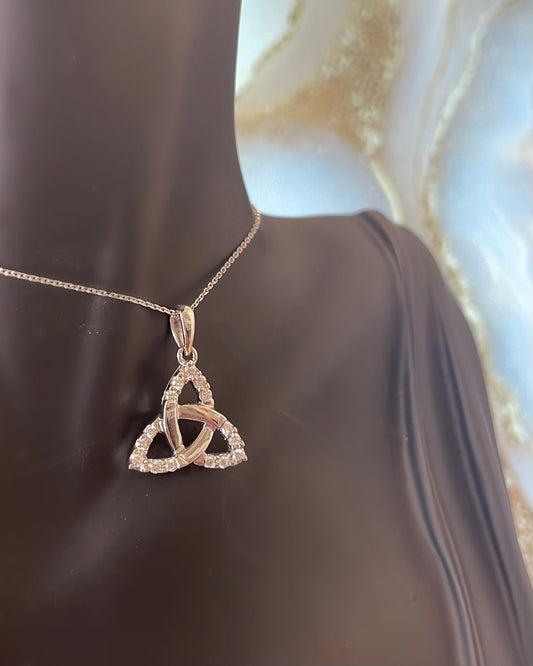 9ct White Gold Diamond Set Trinity Knot Pendant