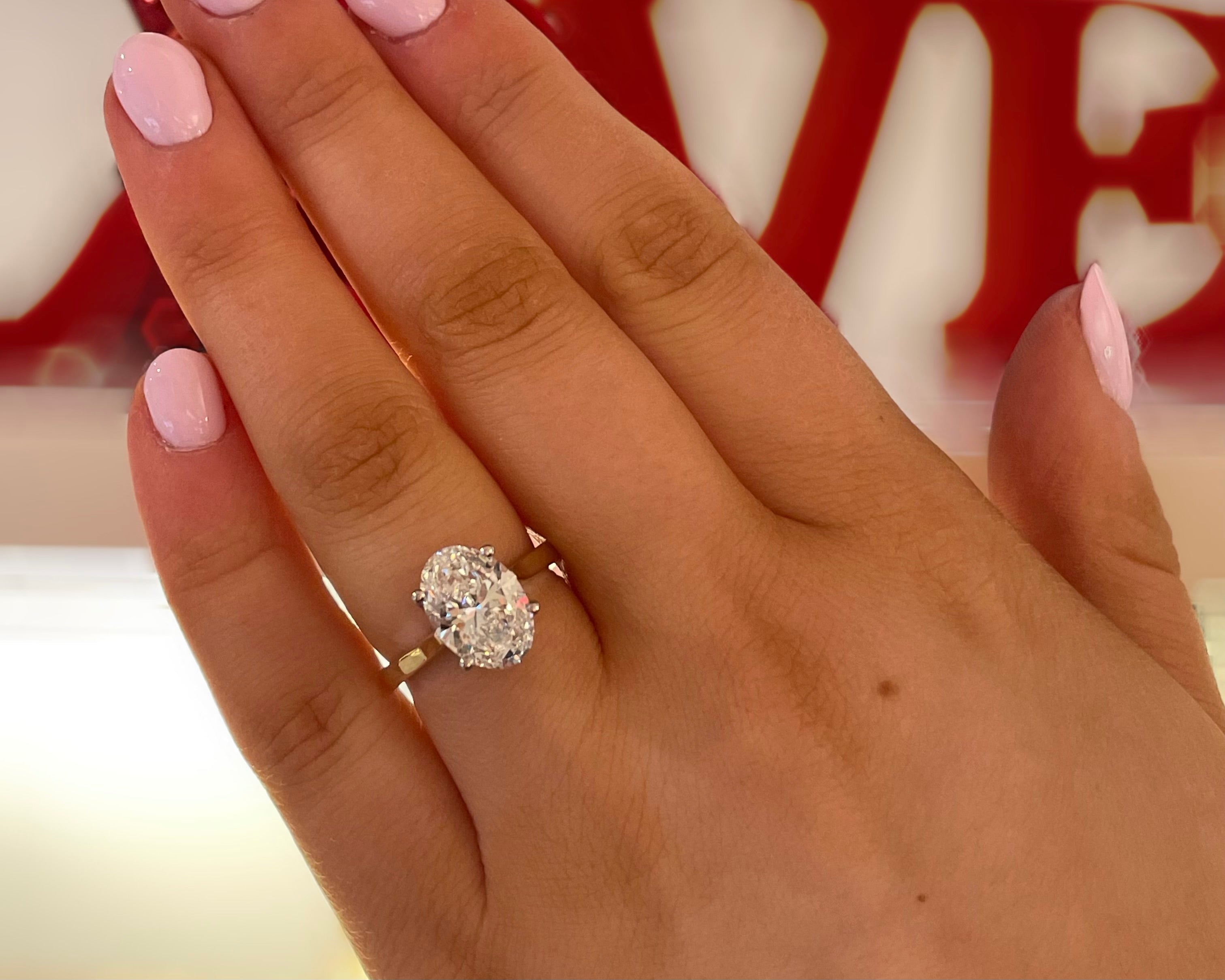 3.01ct Oval Diamond Solitaire Ring in 18ct Yellow Gold