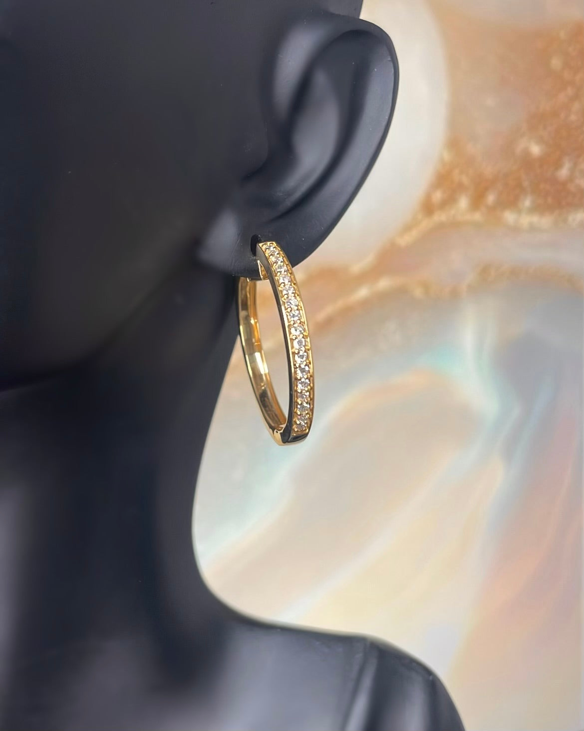 9ct Yellow Gold 0.44ct Diamond Hoop Earrings